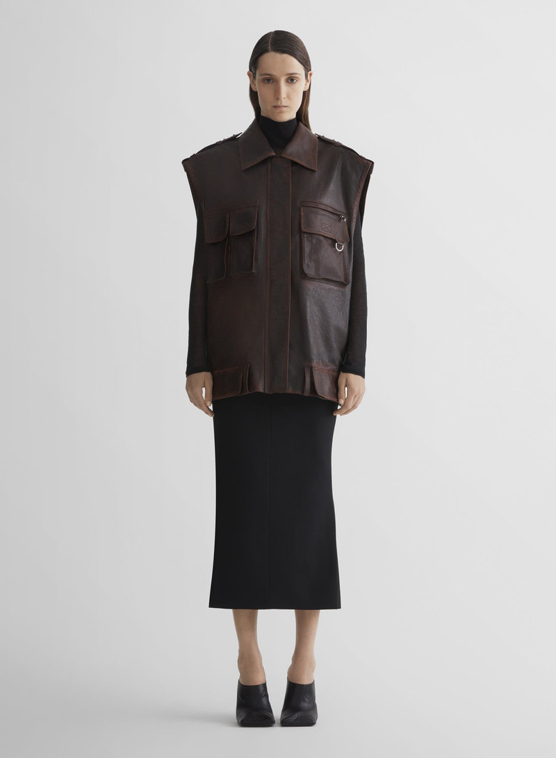 leather military gilet 1