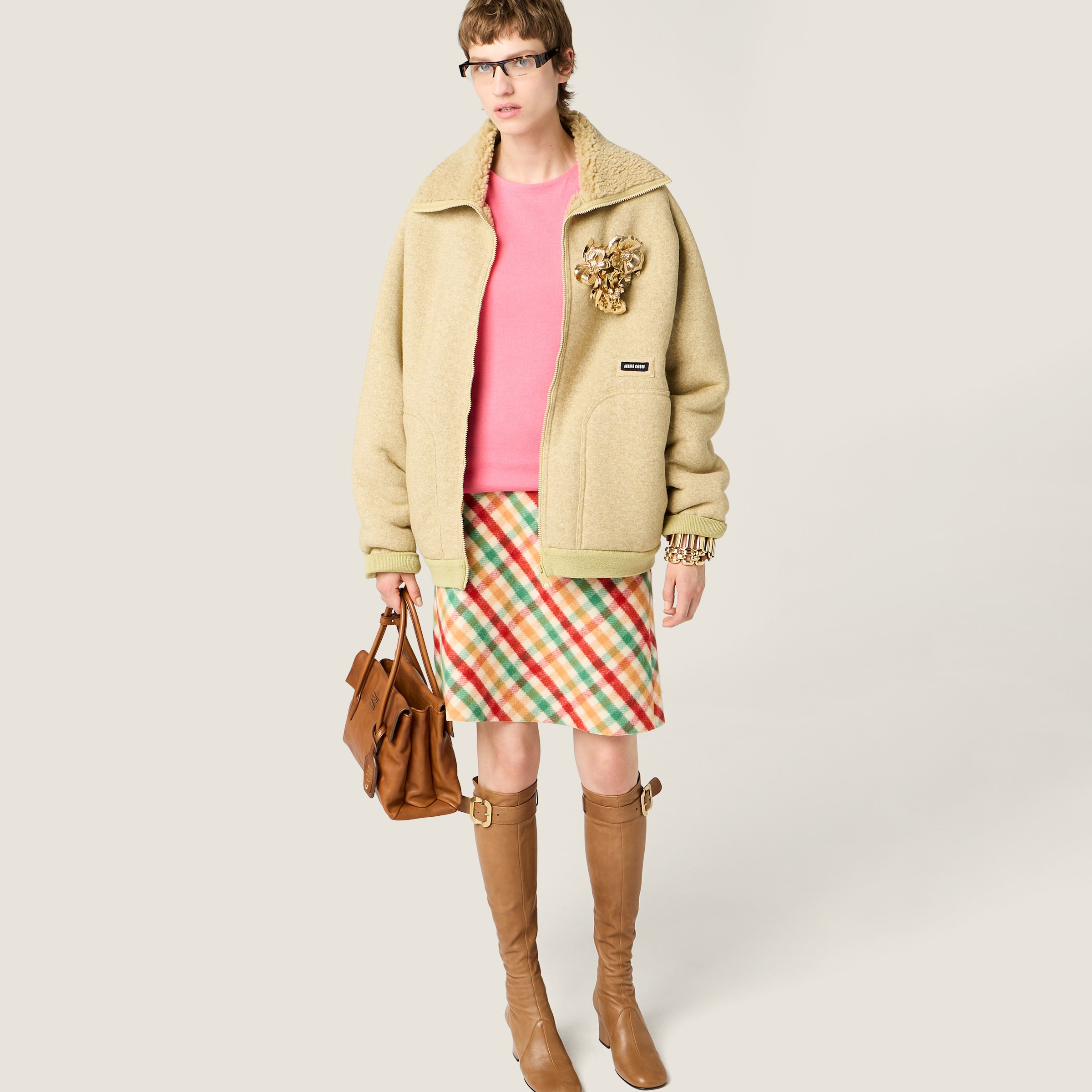 Diagonal check skirt - 6