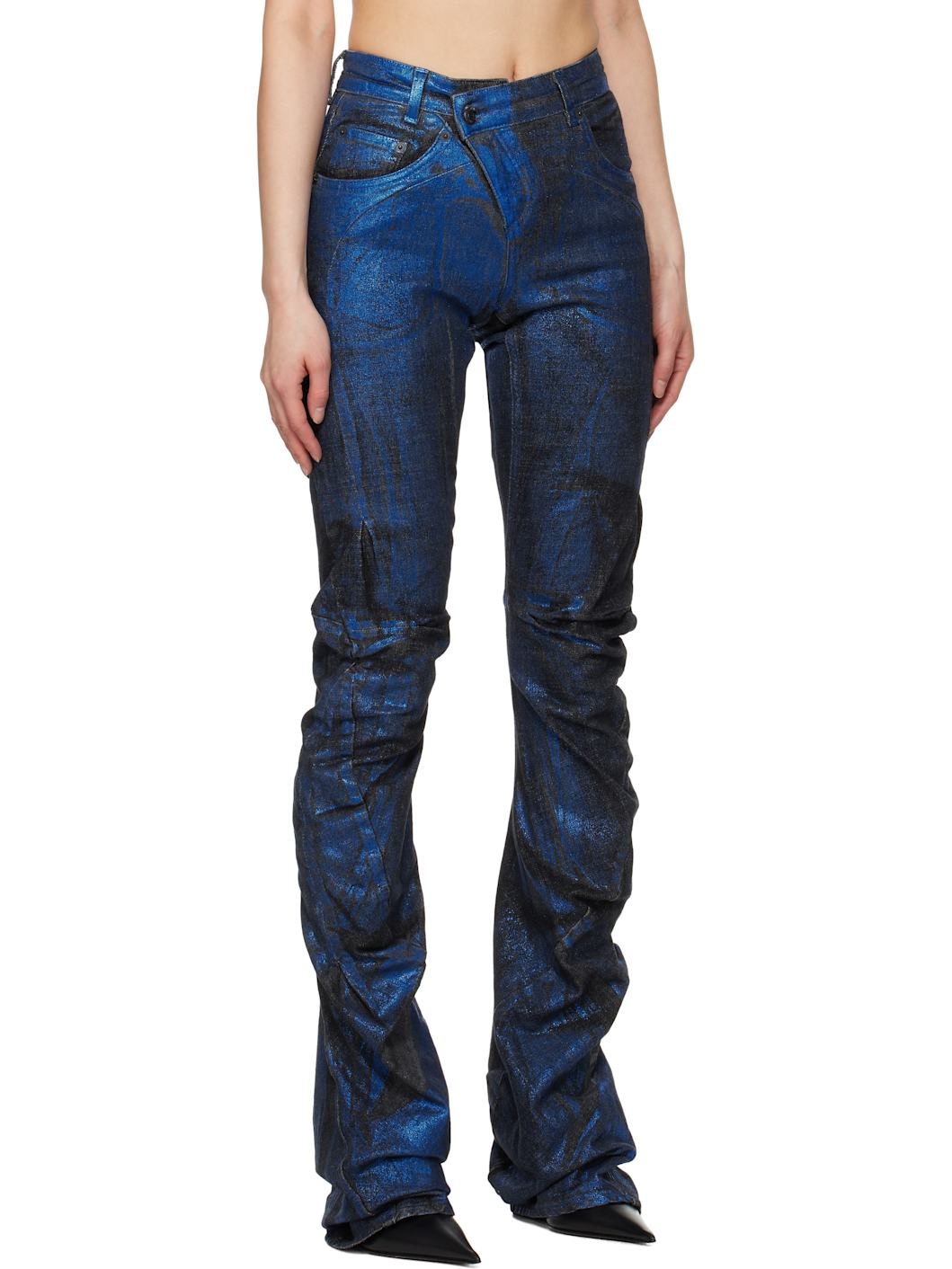 SSENSE Exclusive Black & Blue Drape Denim Jeans - 2