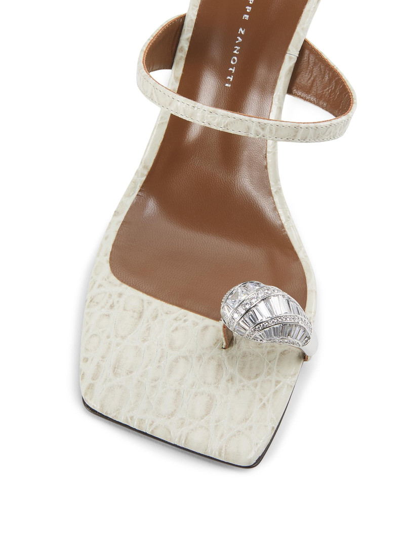 Women's Morpheus Kefir 90MM Swarovski-Crystal Croc-Embossed Leather Sandals - Ivory 4