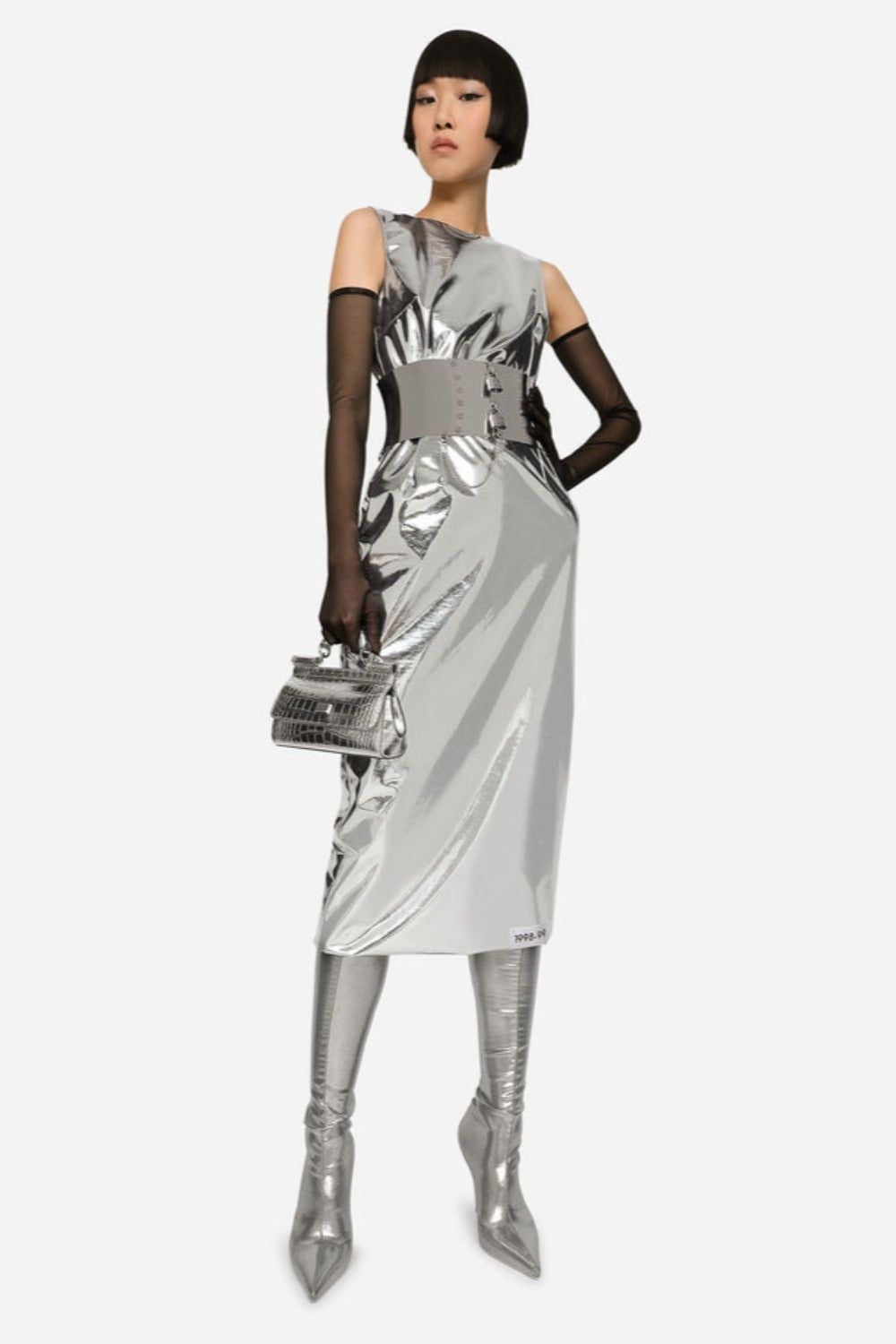 KIM DOLCE&GABBANA Foiled jersey calf-length Dress - 2