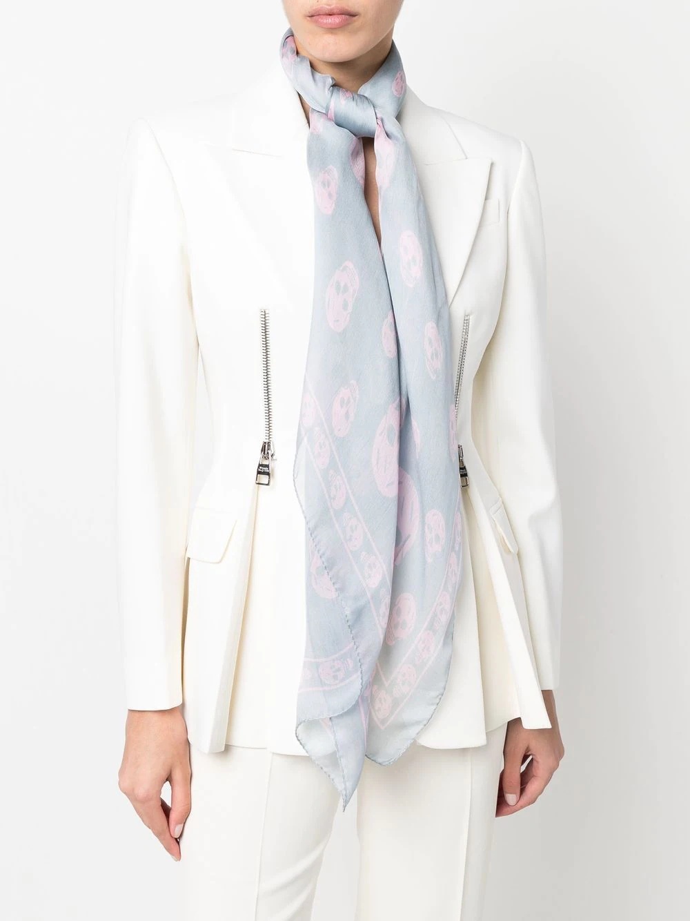 Skull-print silk scarf - 2