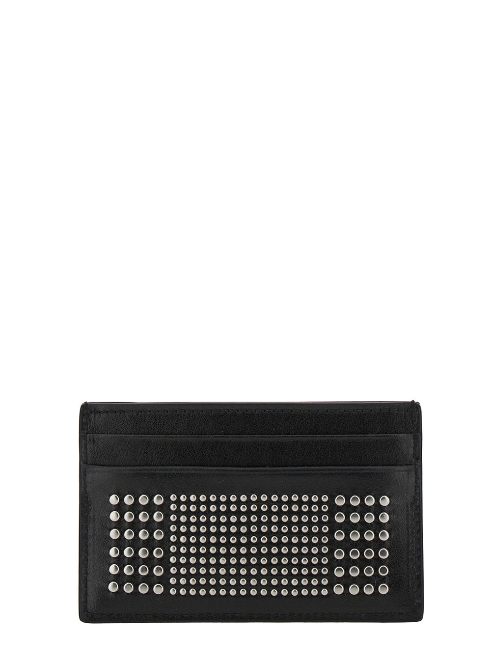 Alexander Mcqueen Men Black Card-Holder With Silver-Finished Studs In Leather Man - 2