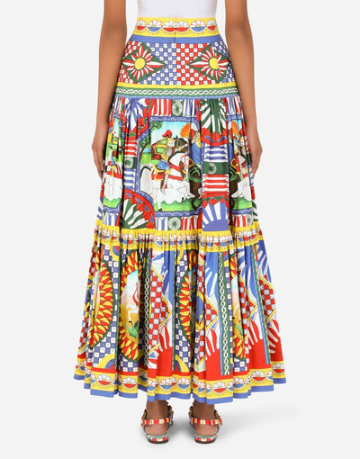 Dolce & Gabbana Carretto-print poplin calf-length skirt outlook