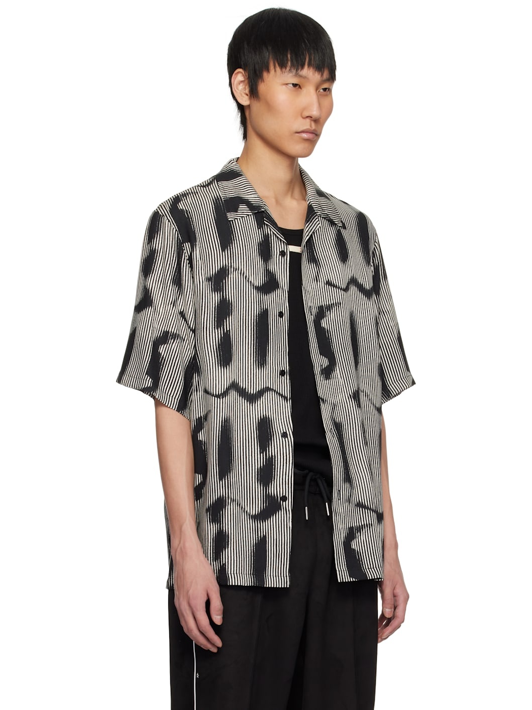 Black & Gray 'M' Sprayed Viscose Shirt - 2