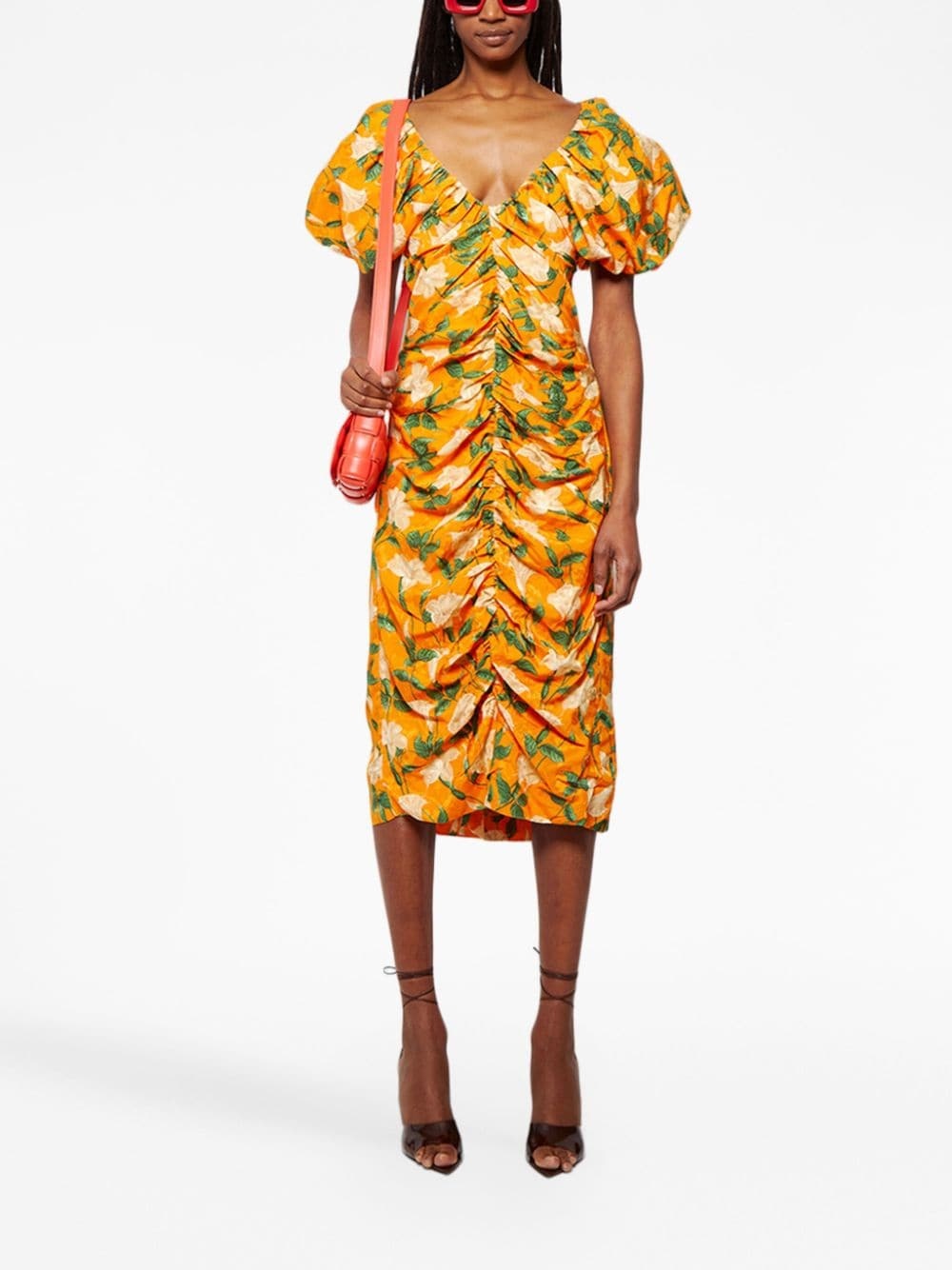 floral-print ruched dress - 2