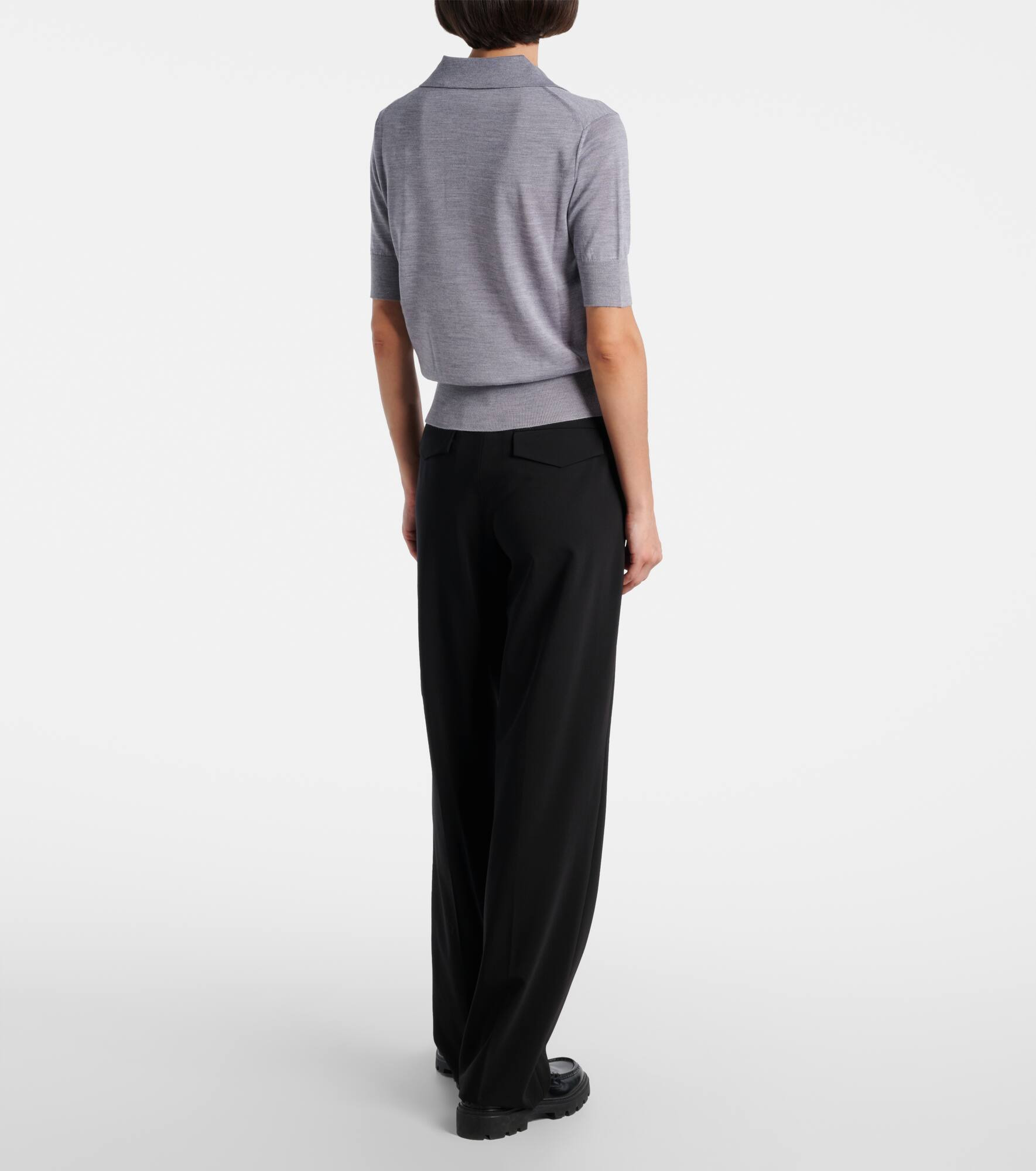 Wool and silk polo shirt - 3