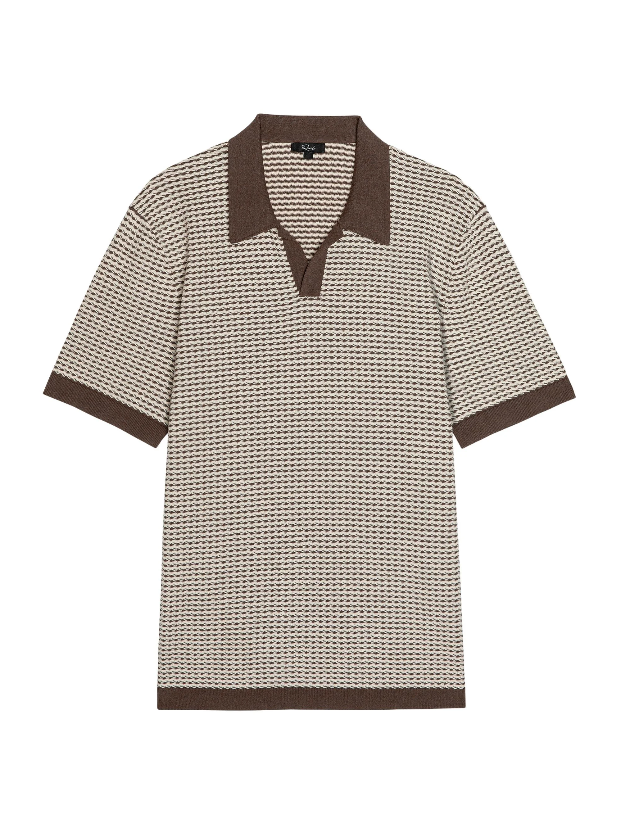 Men's Hayden Geometric Cotton-Silk Polo Shirt - Olive Oat Ripple - 1