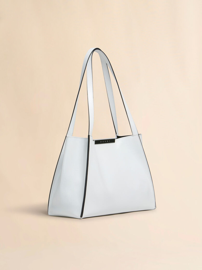 WHITE LEATHER CRESTA E/W SMALL TOTE BAG 6