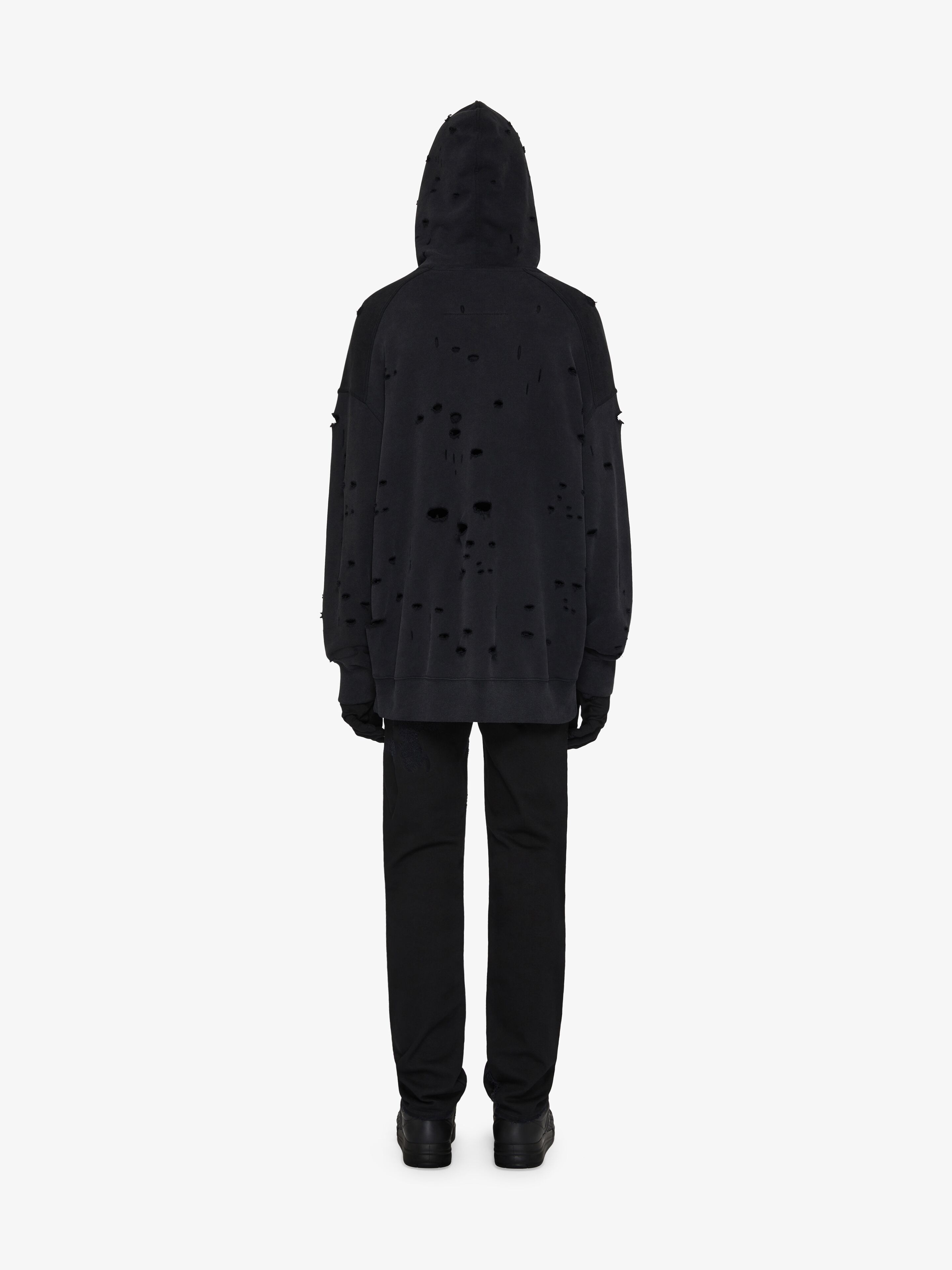 GIVENCHY HOODIE IN FLEECE WITH DESTROYED EFFECT - 4