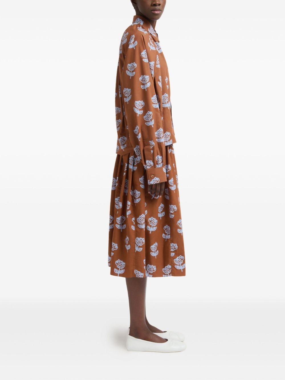 Sprayed Roses-print midi skirt - 3