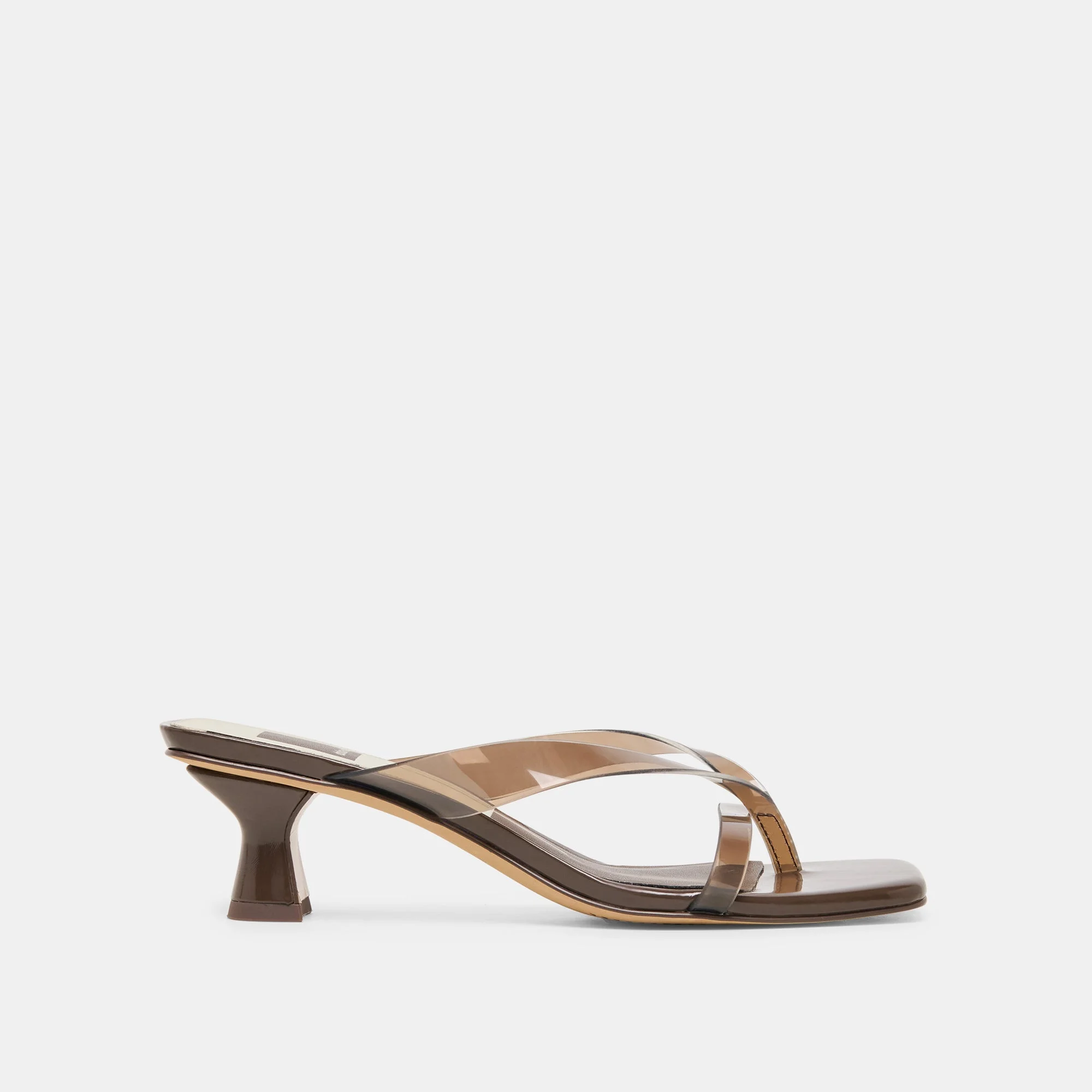 BREVEL VINYL WIDE HEELS DK BROWN JELLY - 1