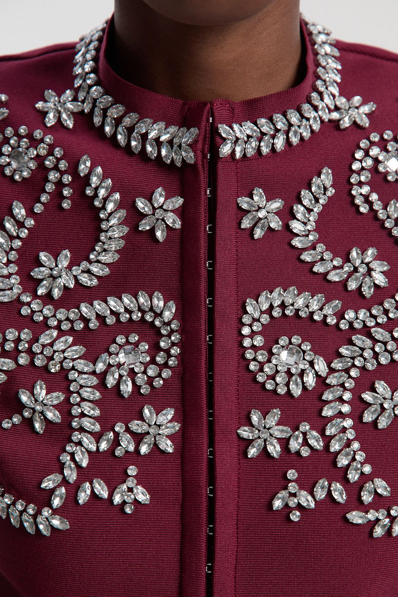 Figure Form Bandage Embellished Knit Jacket 3