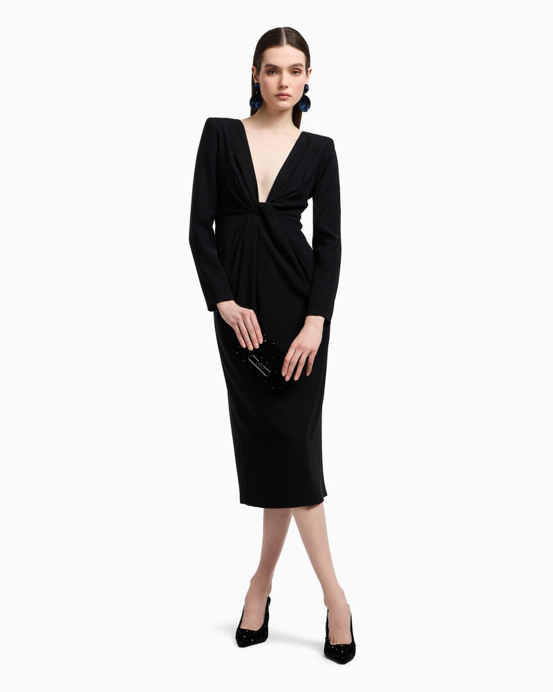 EMPORIO ARMANI TECHNICAL-CADY MIDI DRESS WITH TORCHON outlook