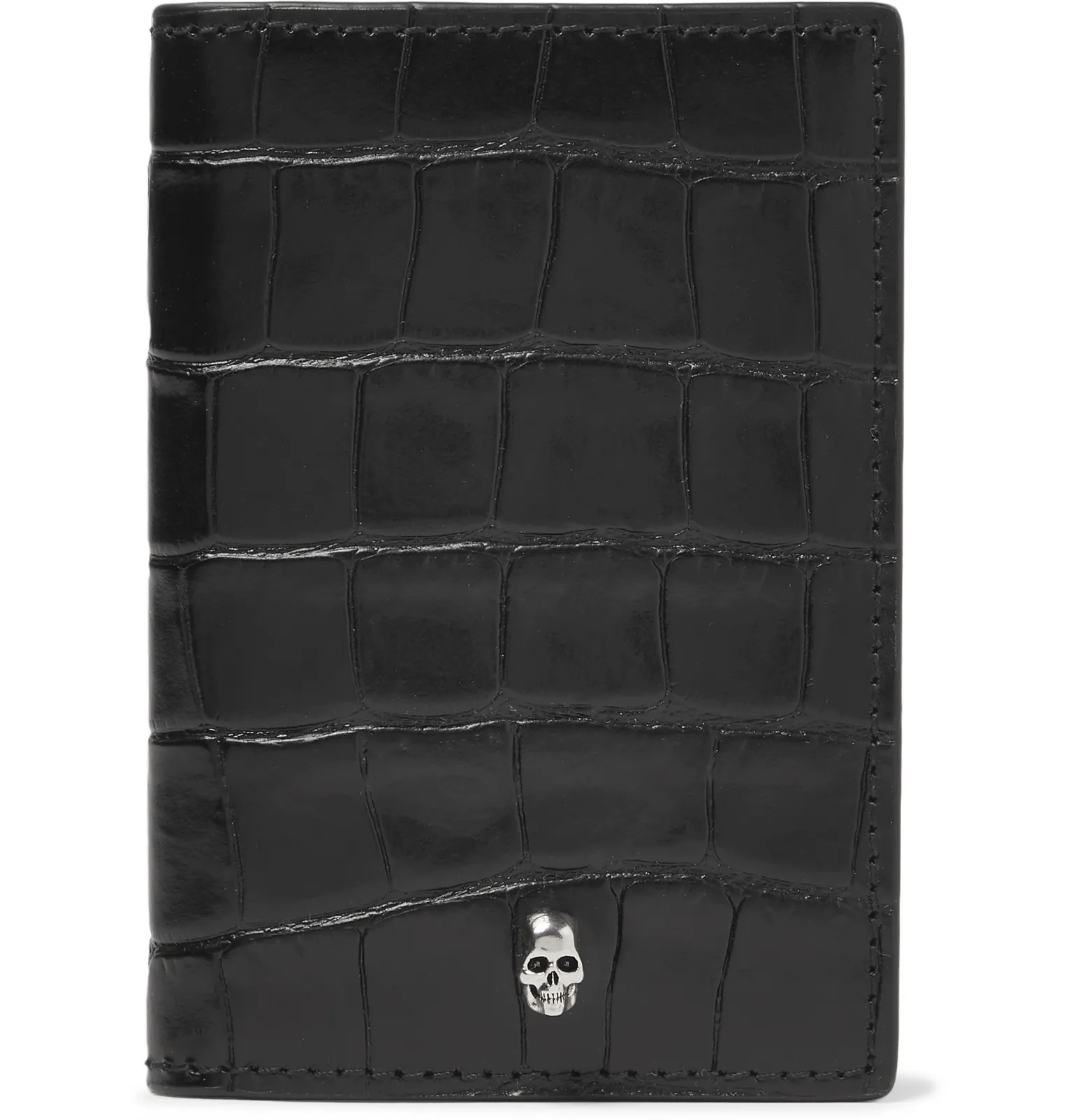 Croc-Effect Leather Bifold Cardholder - 1