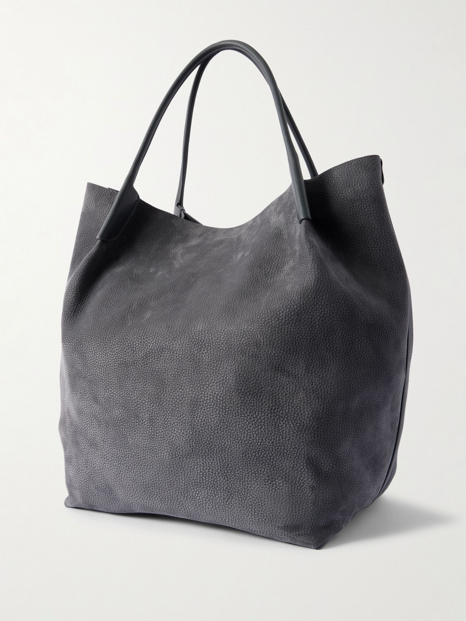 Bale Extra-Large Leather-Trimmed Full-Grain Nubuck Tote Bag Blue - 3