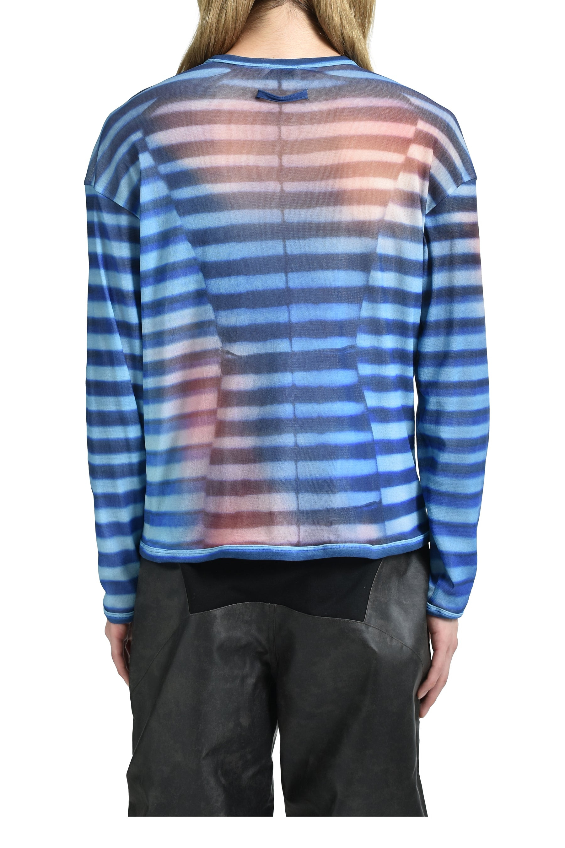 MESH OVERSIZED CREW NECK TOP PRINTED "AIR" / LT.BLU/BLU/PEACH - 2