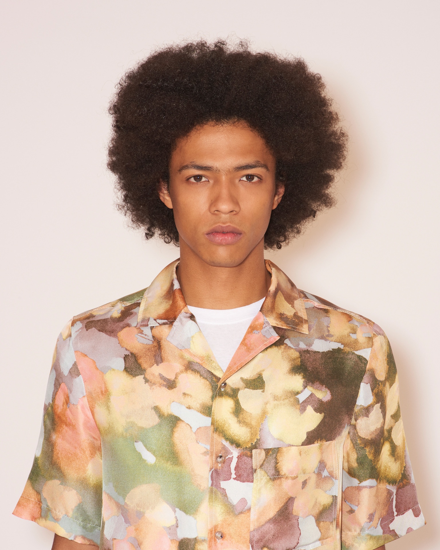 BODIL - Twill silk shirt - Watercolor - 5