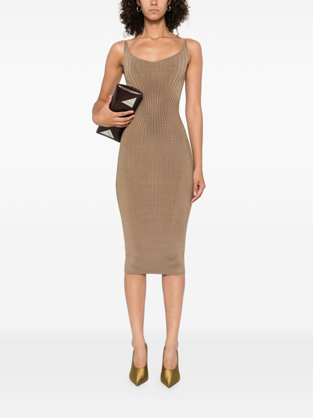 ribbed spaghetti-strap dress - 2