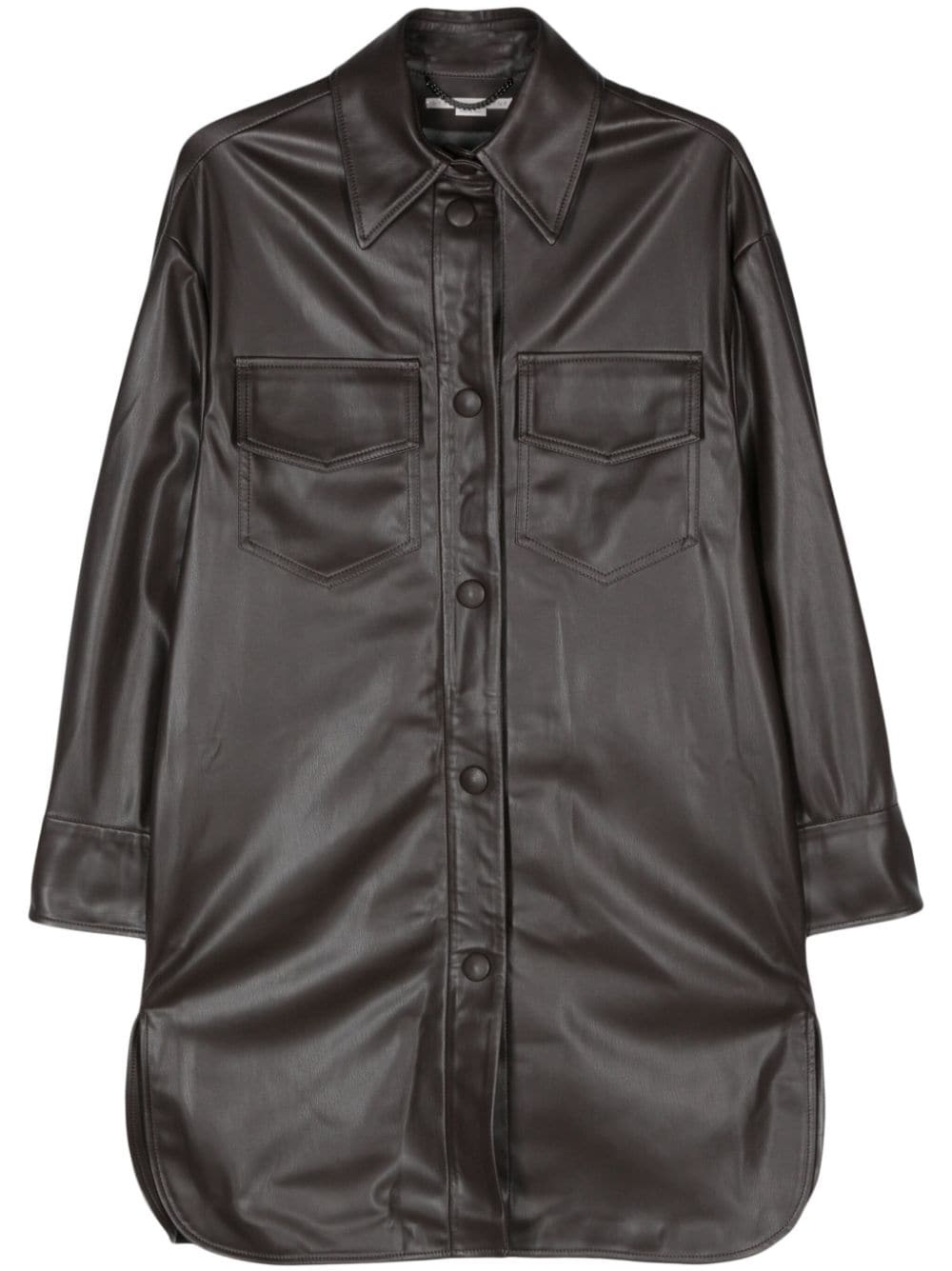 faux-leather overshirt - 1