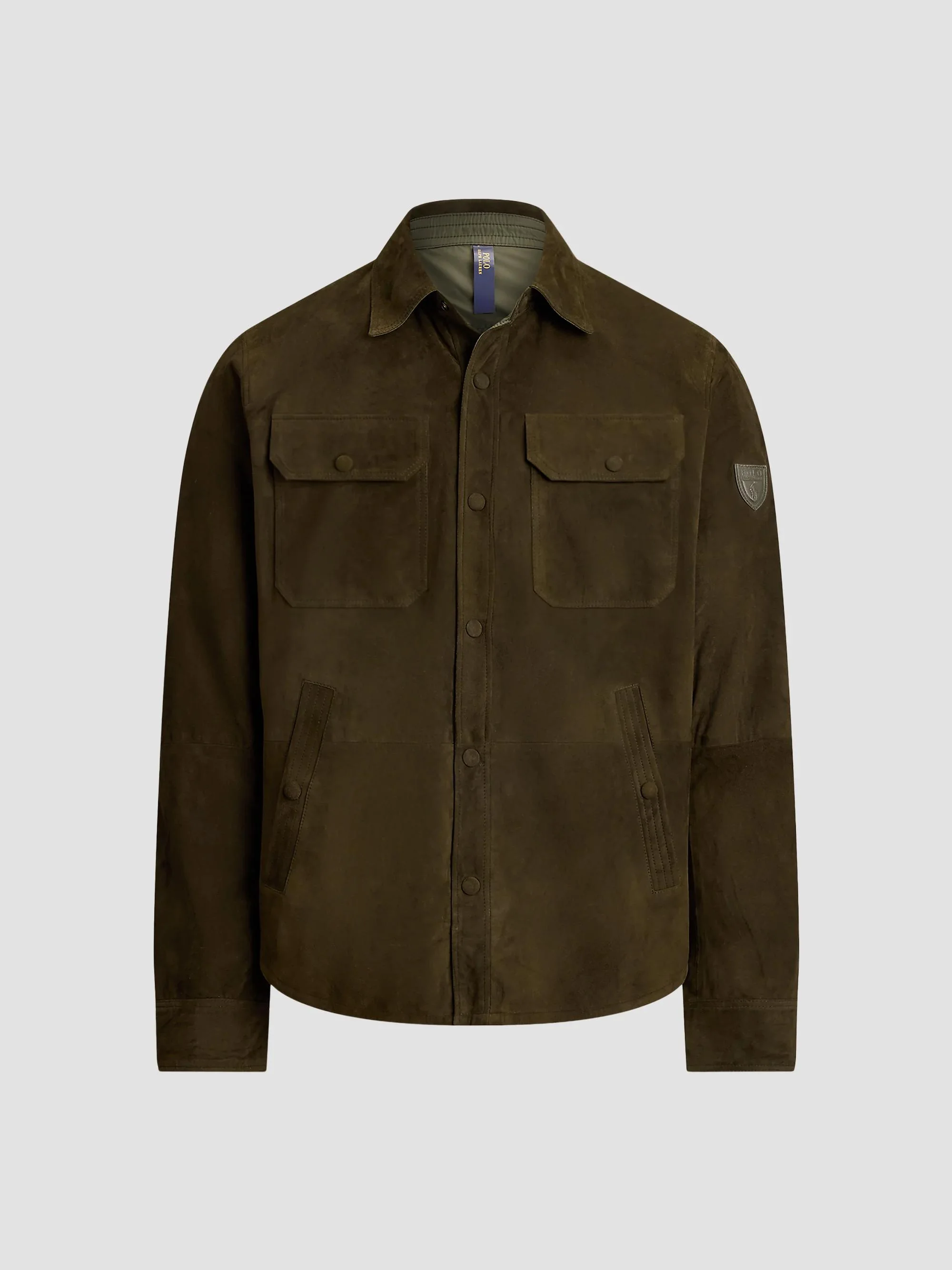 Men's Reversible Suede Taffeta Shirt Jacket - Olive Smoke Turf - 1