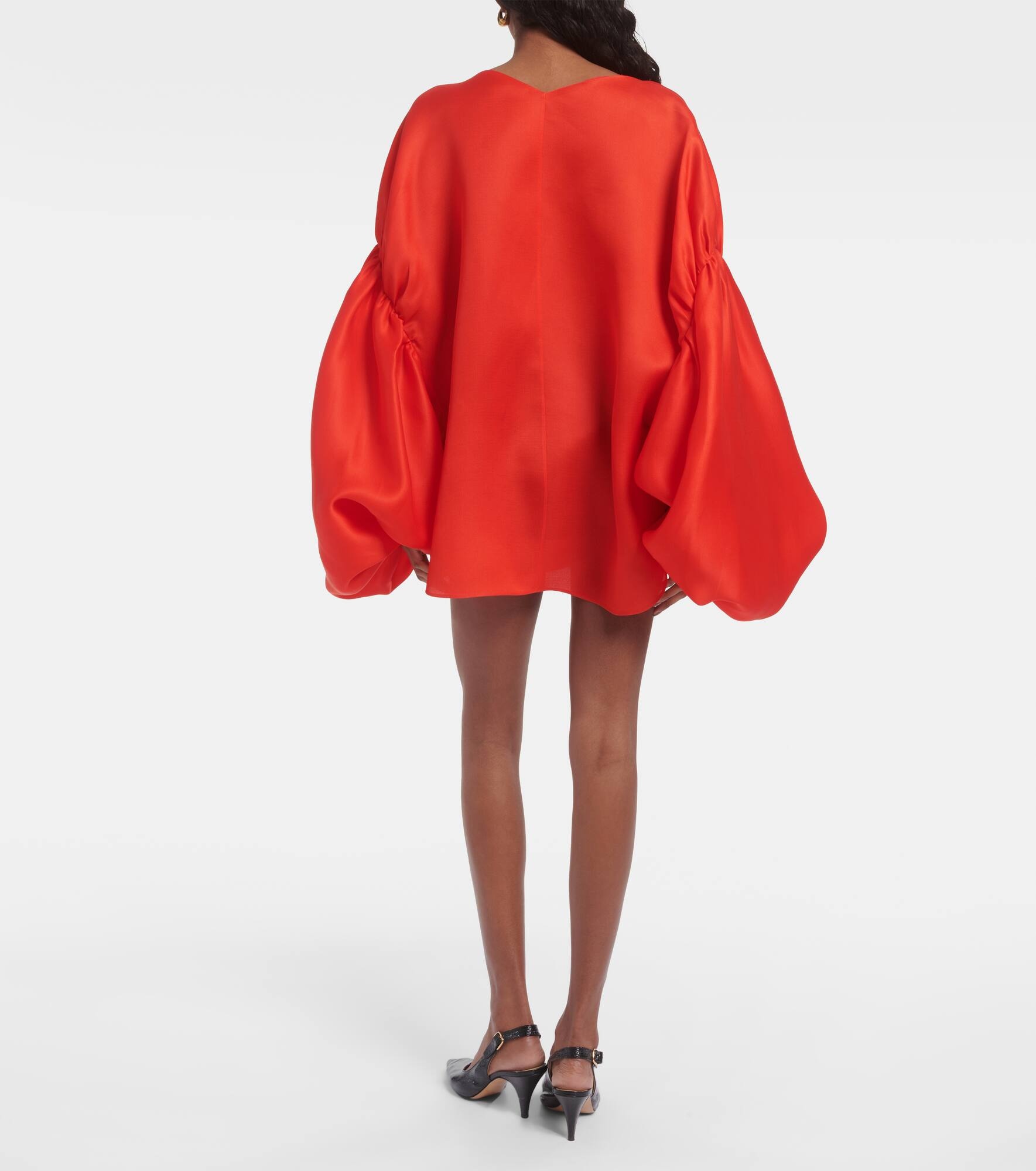 Quico puff-sleeve silk gazar top - 3