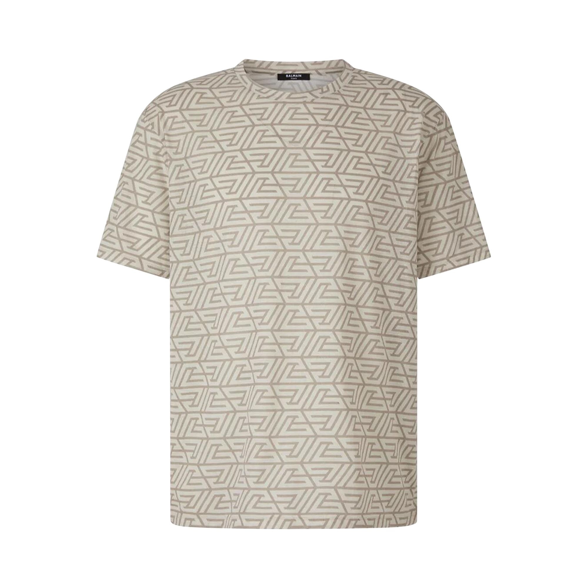 Balmain Pyramid Monogram Printed T-Shirt 'Beige/Light Khaki' - 1