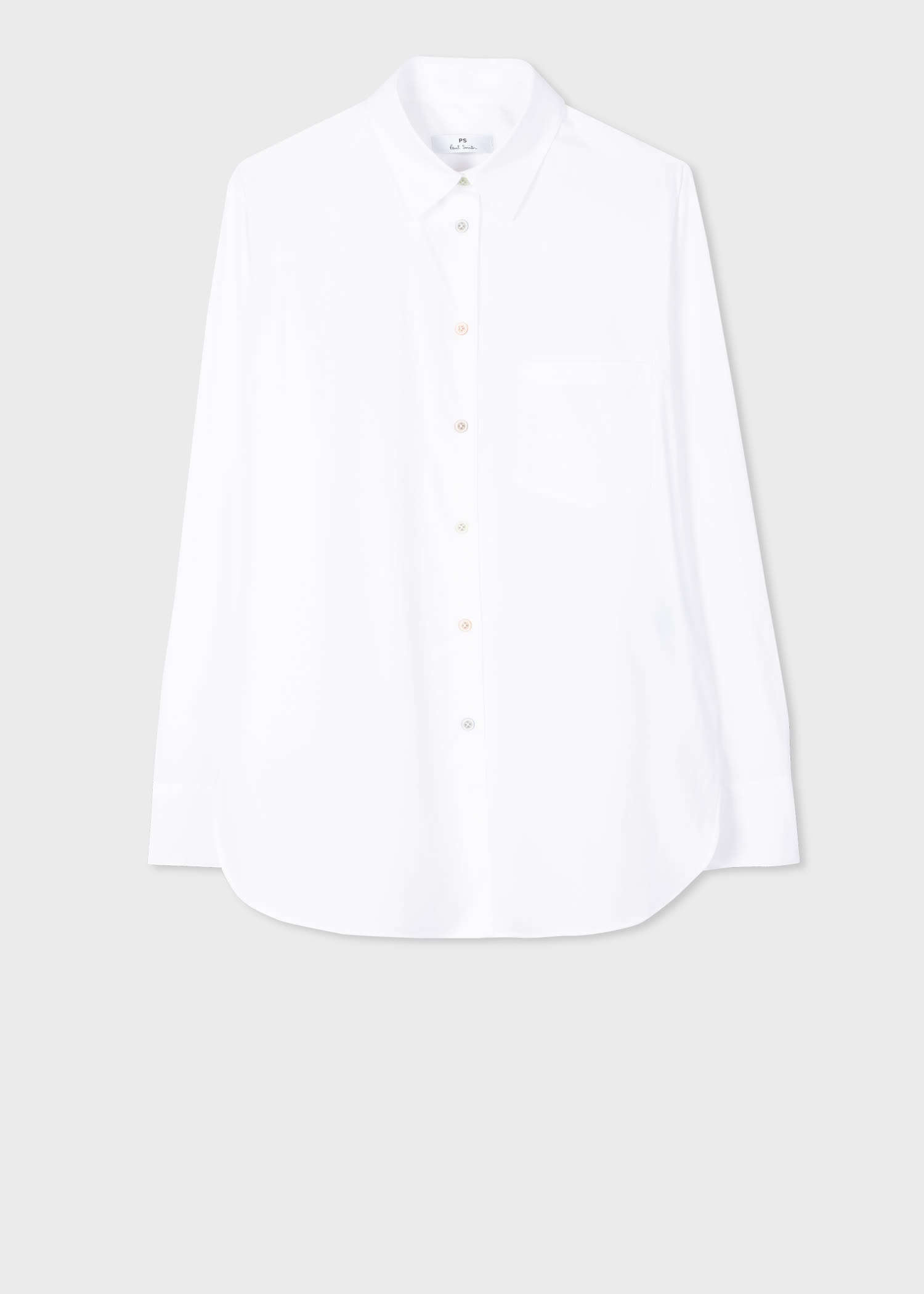 White Cotton Multi Coloured Button Shirt - 1