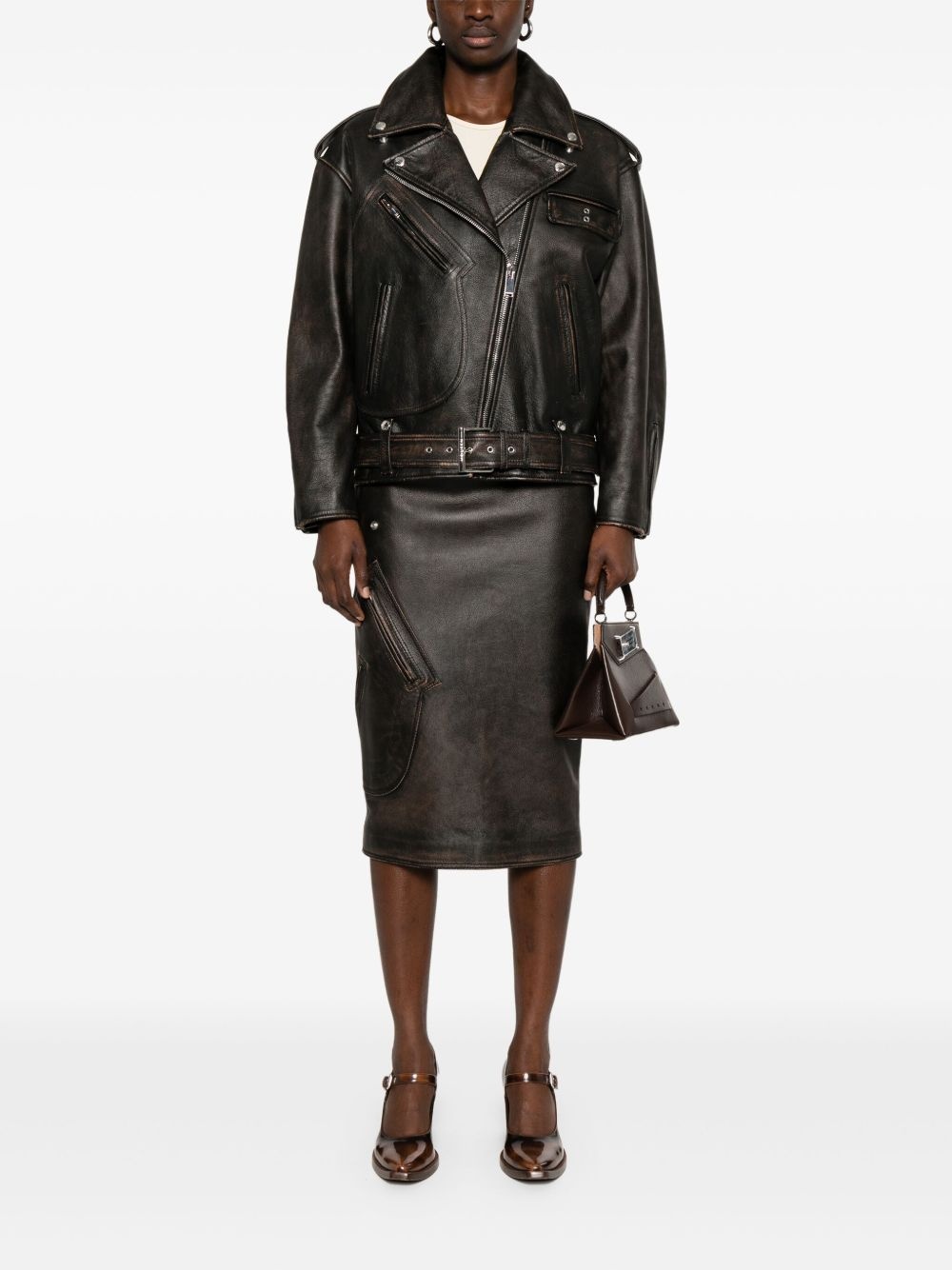 leather pencil skirt - 2