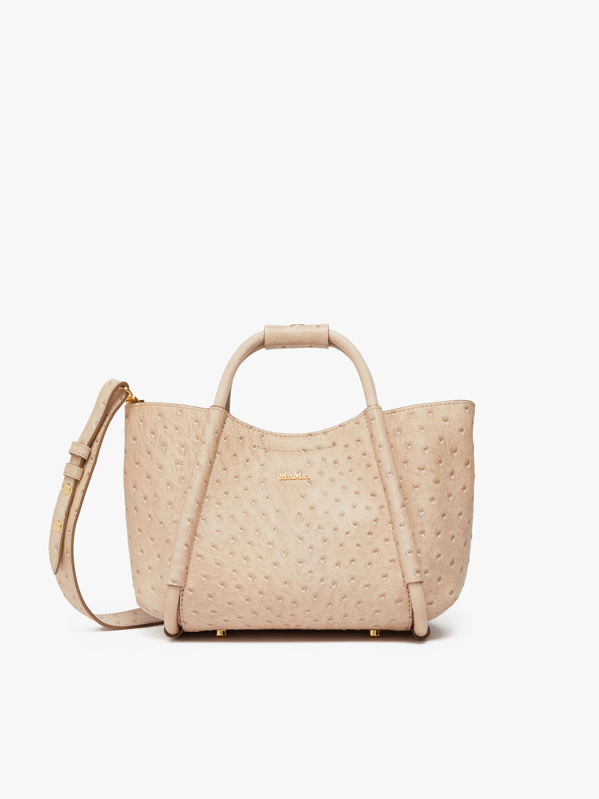 Max Mara MARINXSOSTRICH Extra-small ostrich-print leather Marine 