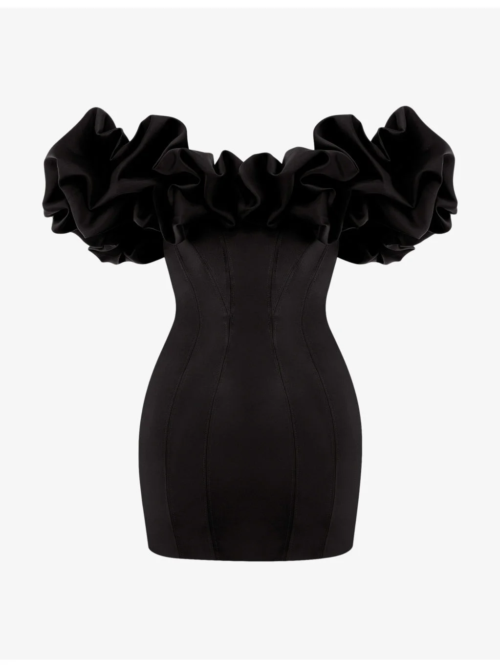 Selena off-shoulder stretch-satin mini dress - 1