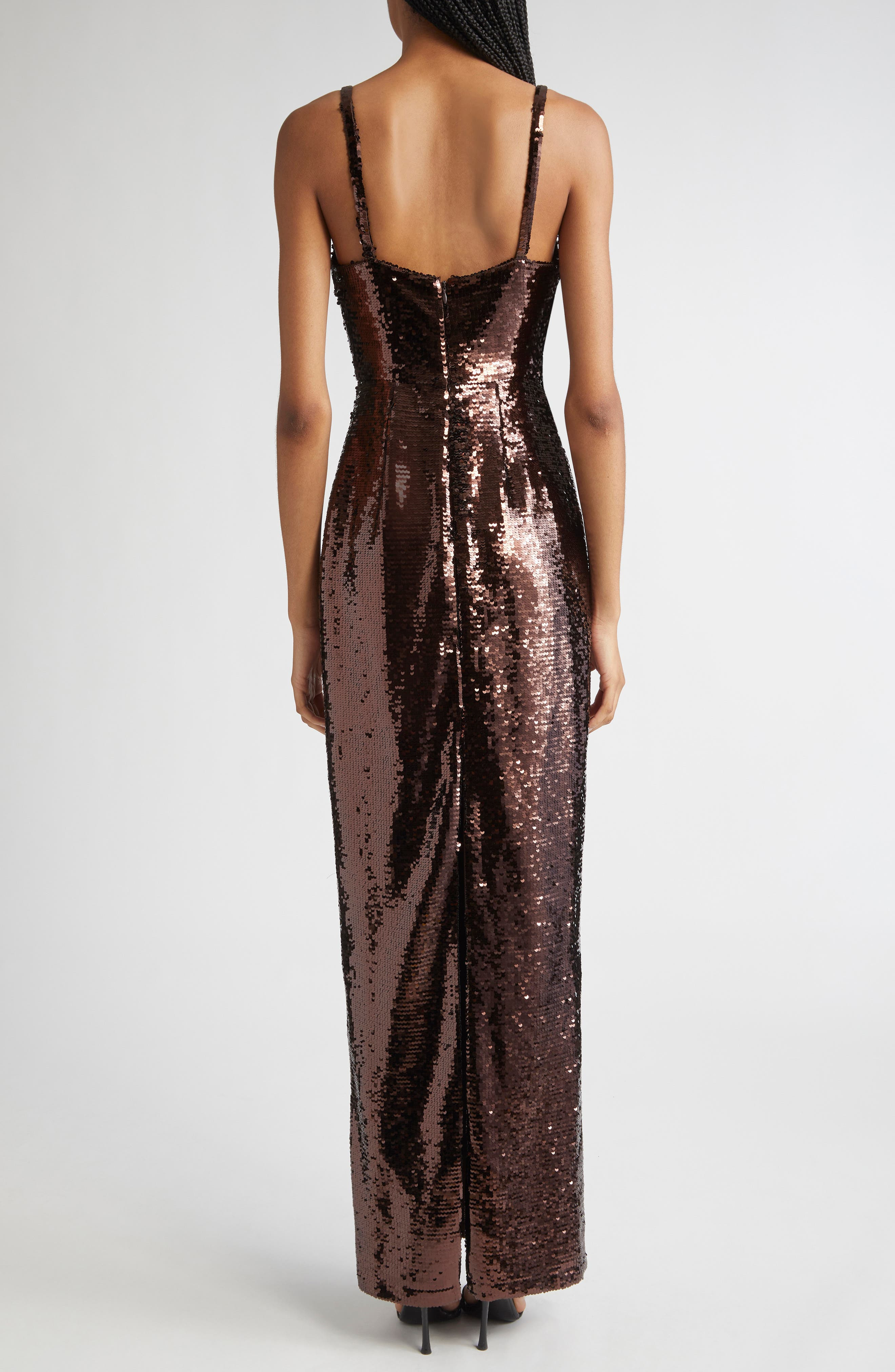 L'AGENCE Karma Sequin Maxi Dress in Chocolate at Nordstrom - 2