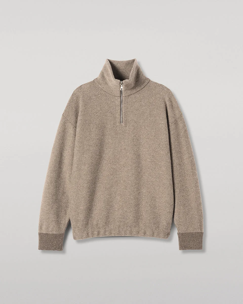 Reel Brown Cashmere Half Zip Jumper - 1