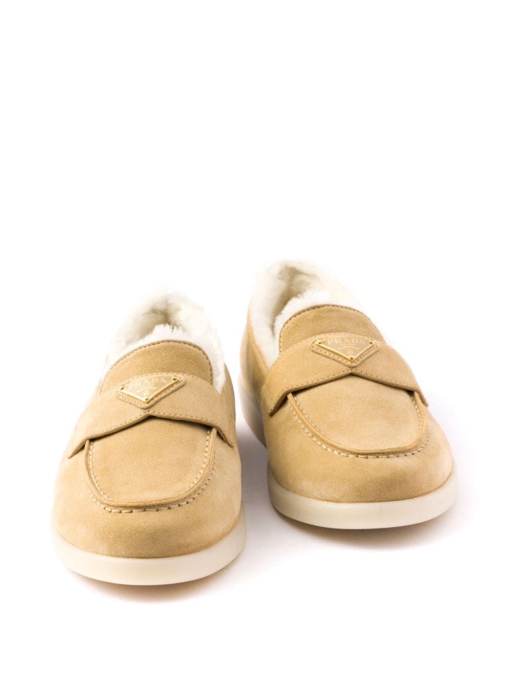 Suede and shearling loafers - 3