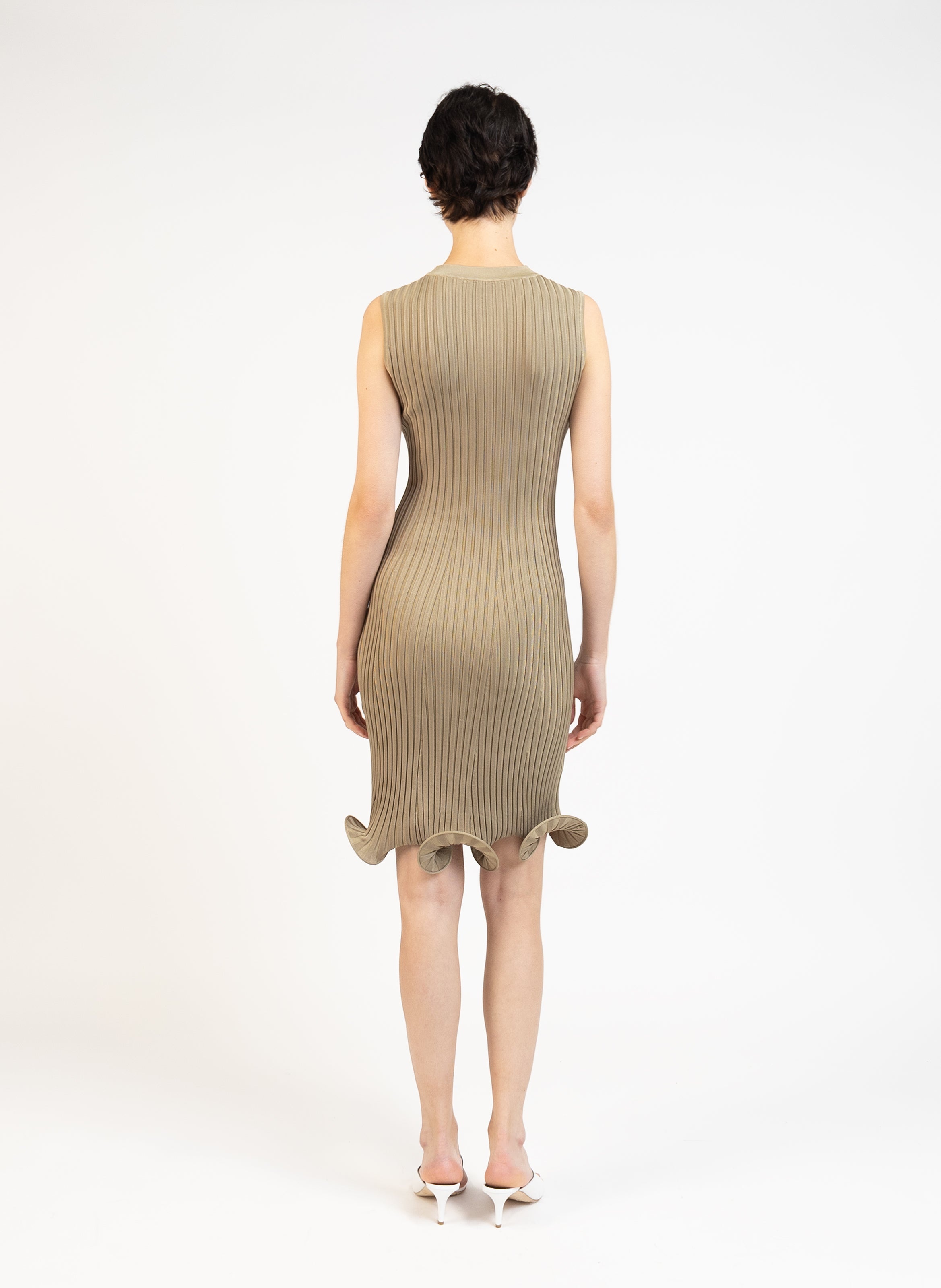 Knit Sleeveless Mini Dress/Khaki - 5