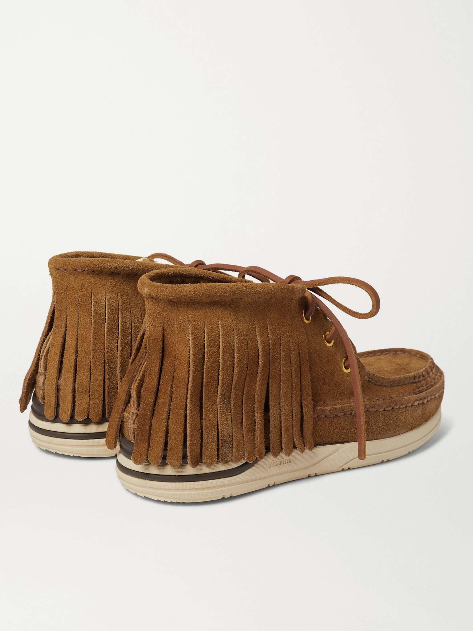 Voyageur Moc Shaman-Folk Fringed Suede Boots - 5