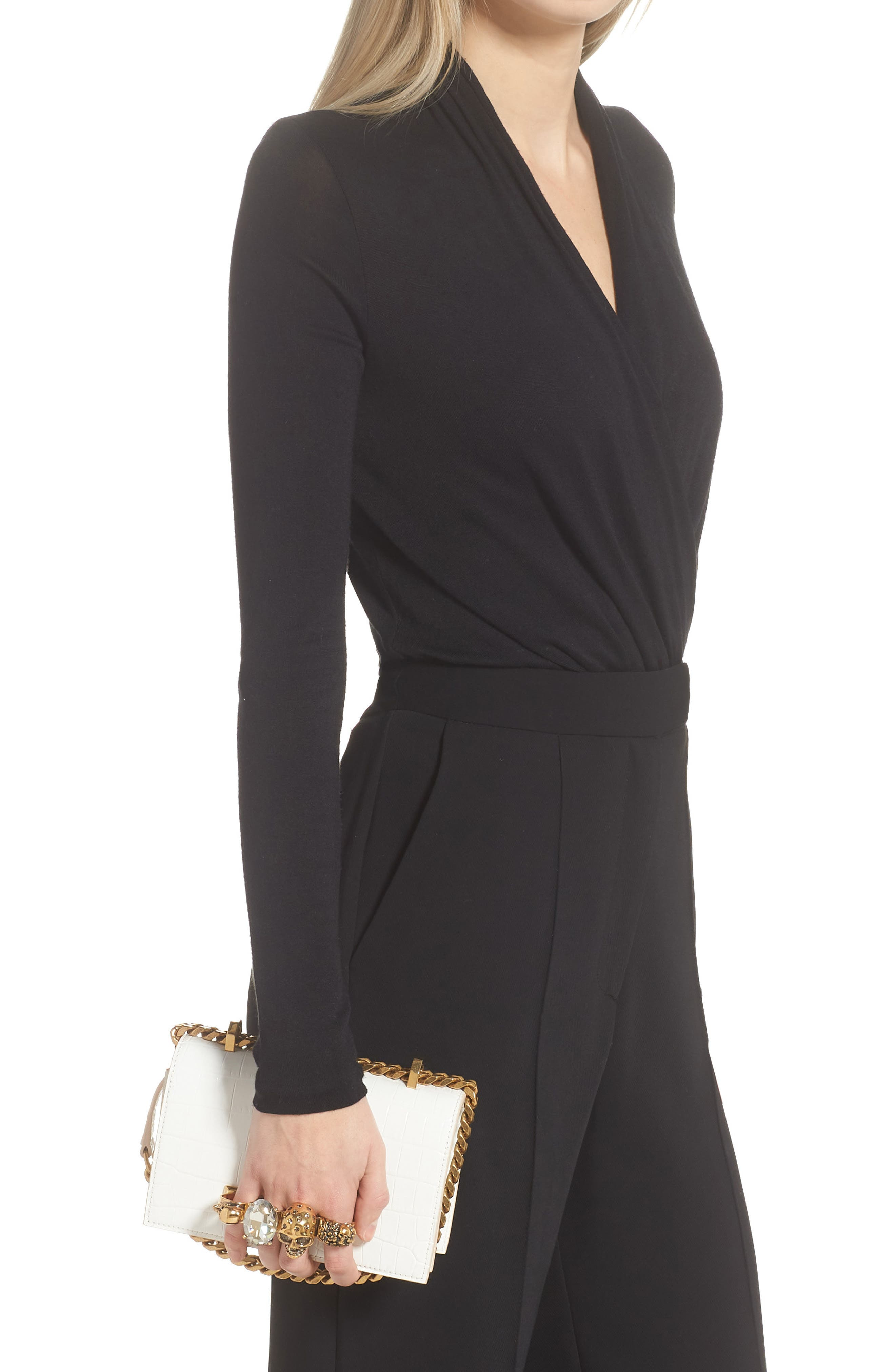 Mini Jeweled Croc Embossed Leather Satchel - 3