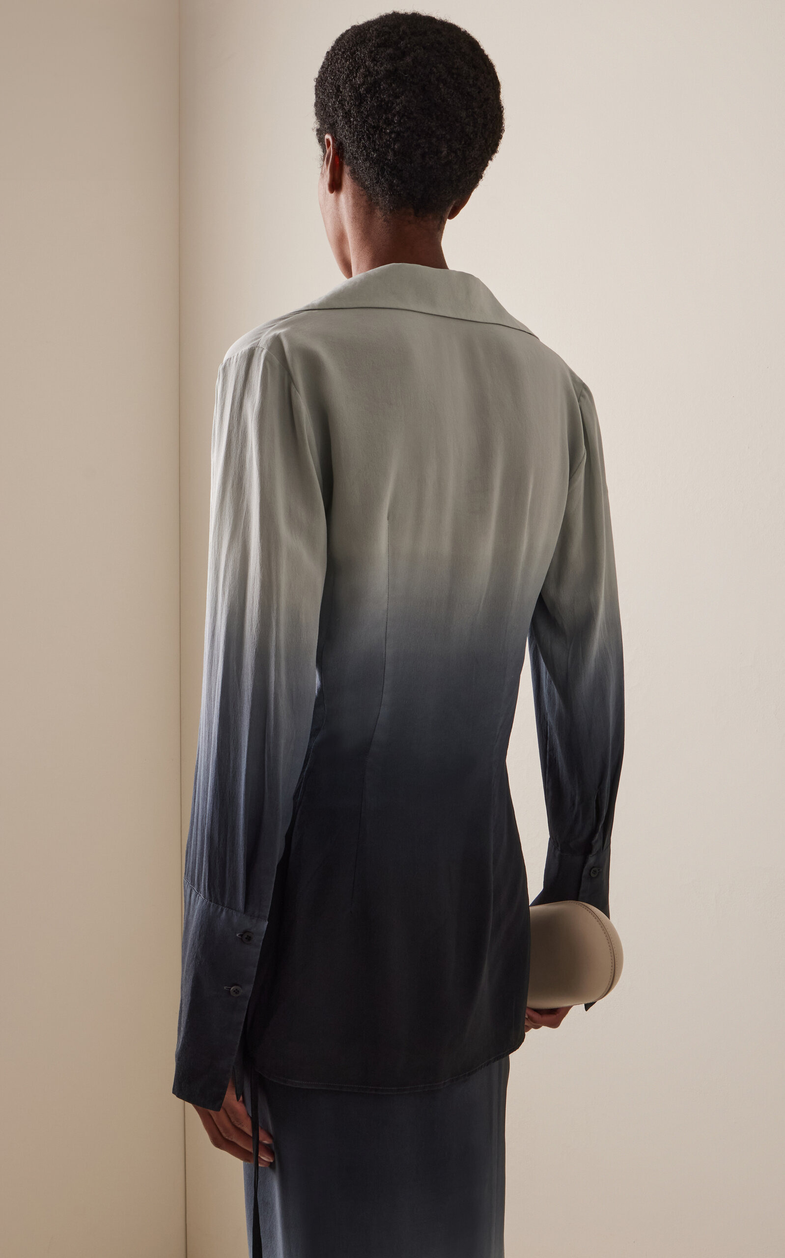 Exclusive Dip-Dyed Silk Shirt blue - 5