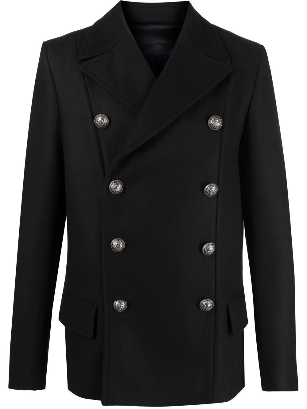 logo-button double-breasted peacoat - 1