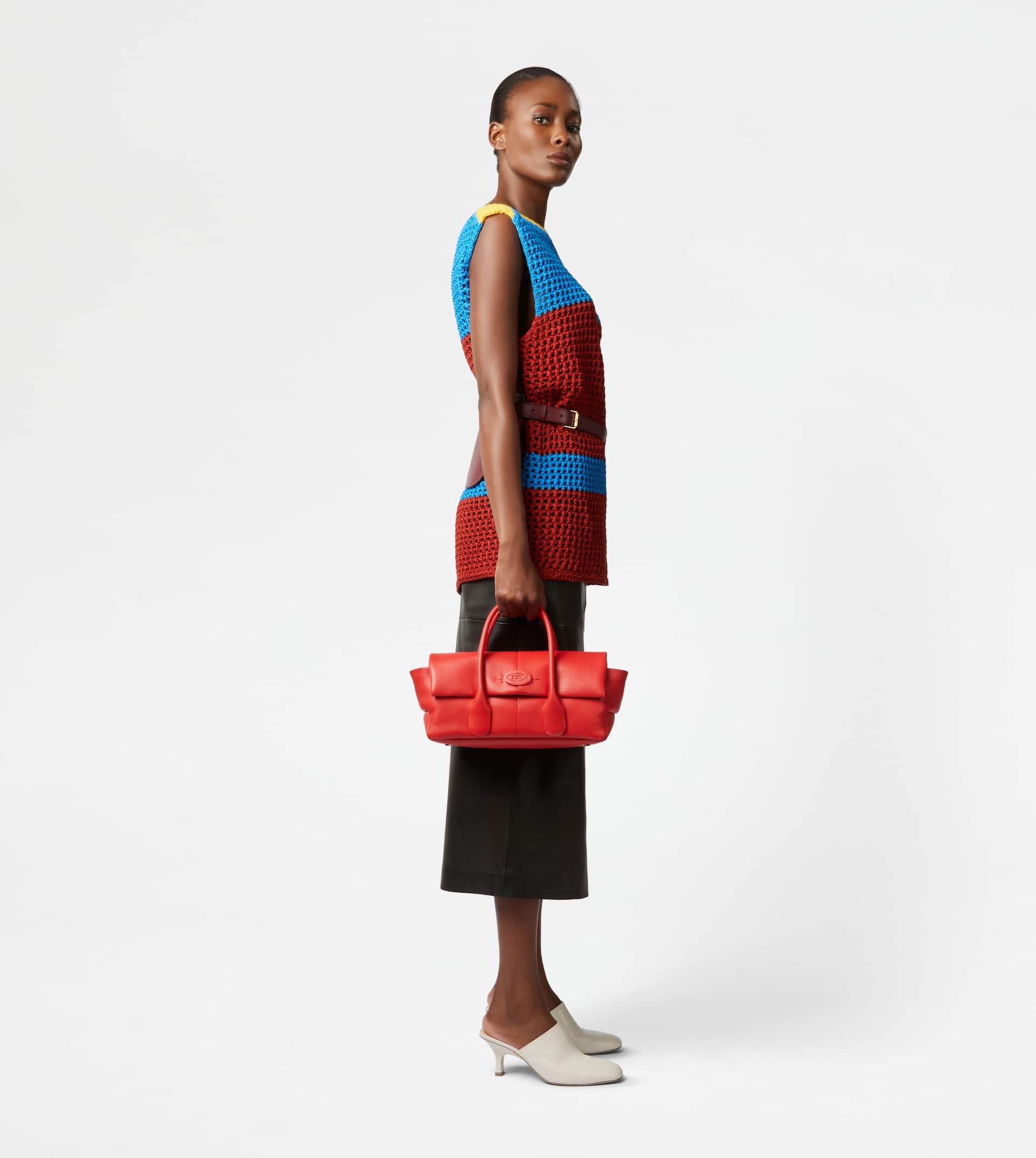TOD'S DI BAG REVERSE FLAP IN LEATHER SMALL - RED - 3