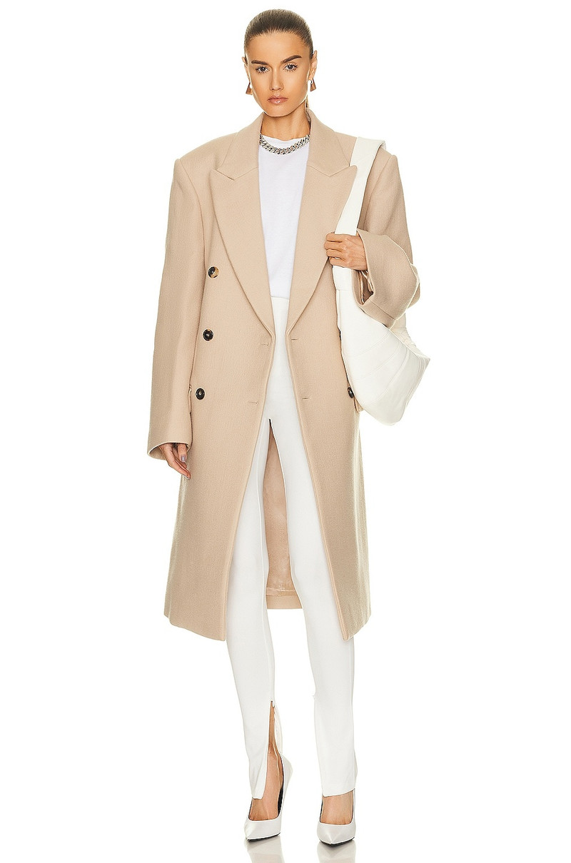 WARDROBE.NYC + Hailey Bieber double-breasted wool coat outlook