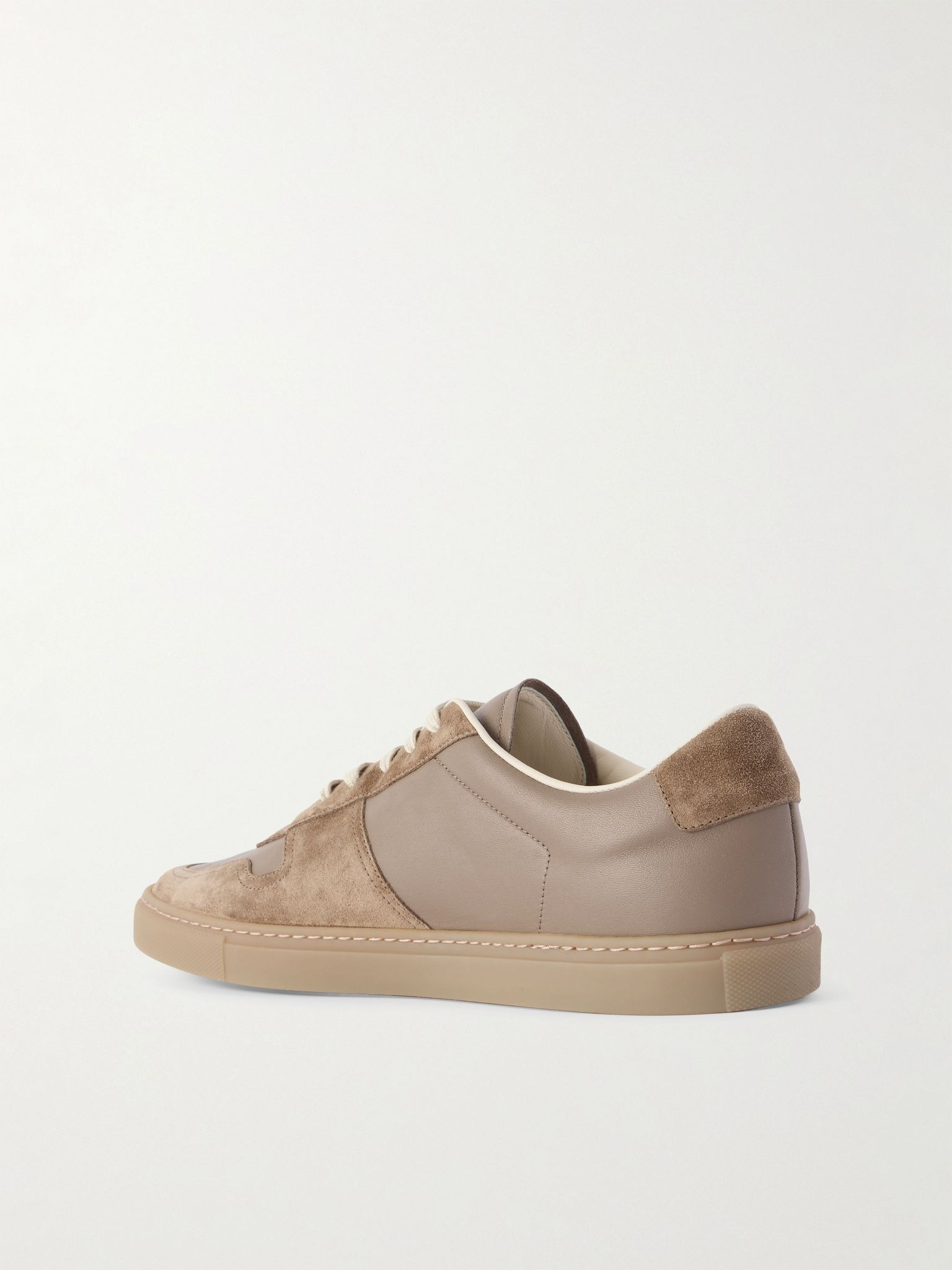 Bball Suede-Trimmed Leather Sneakers Light brown - 4