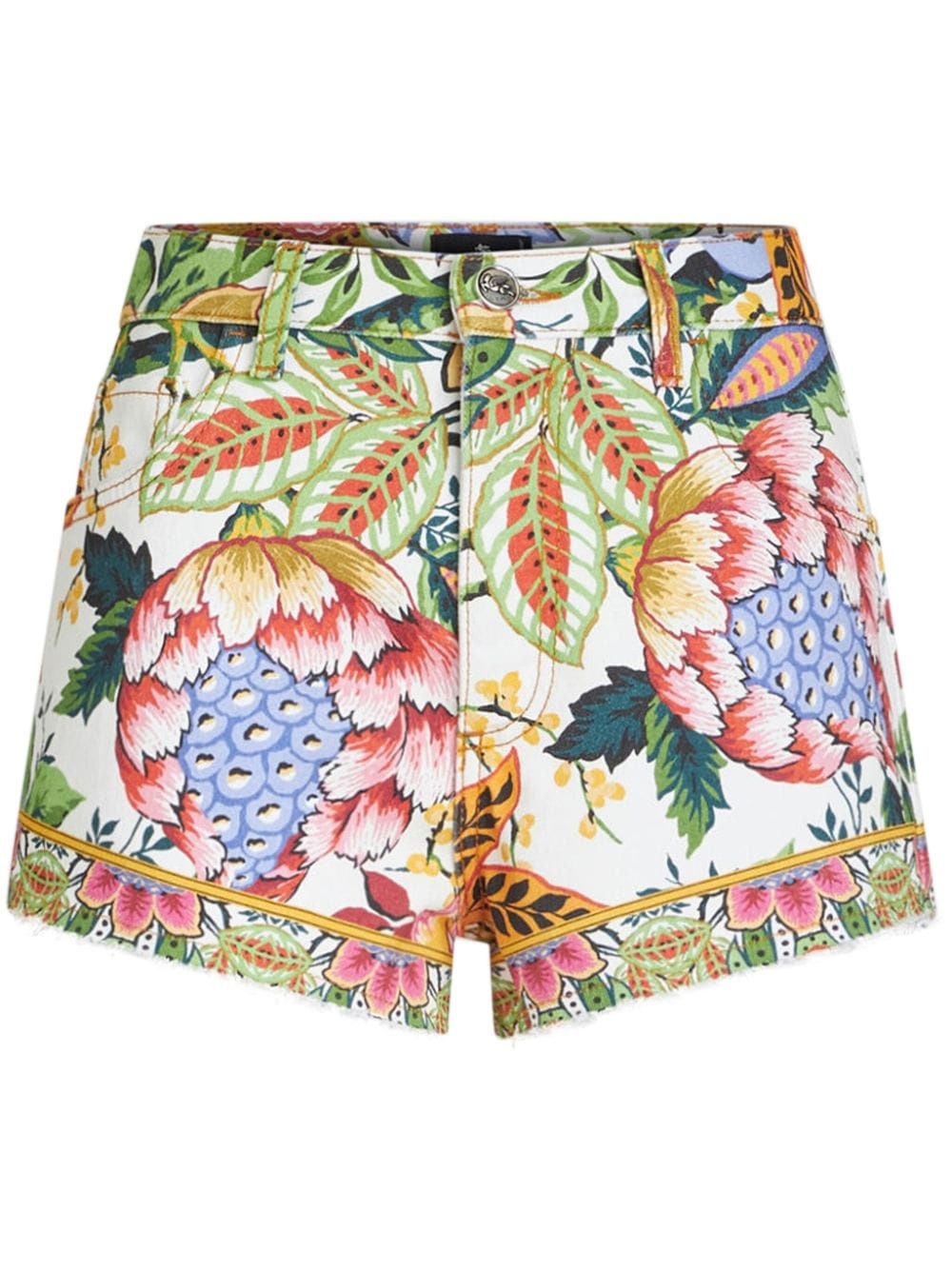 Bouquet-print denim shorts - 1