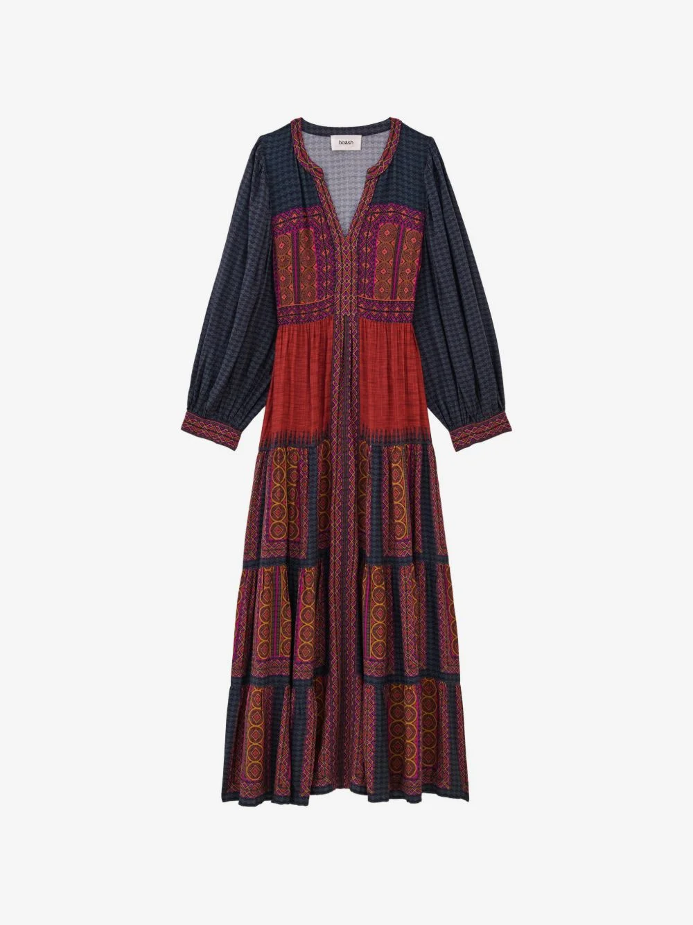 Olly printed tiered midi dress - 1