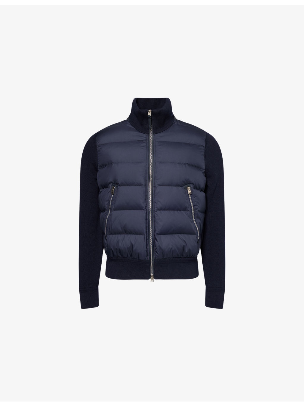 Zipped Knit-Sleeve Shell-Down Jacket - 1