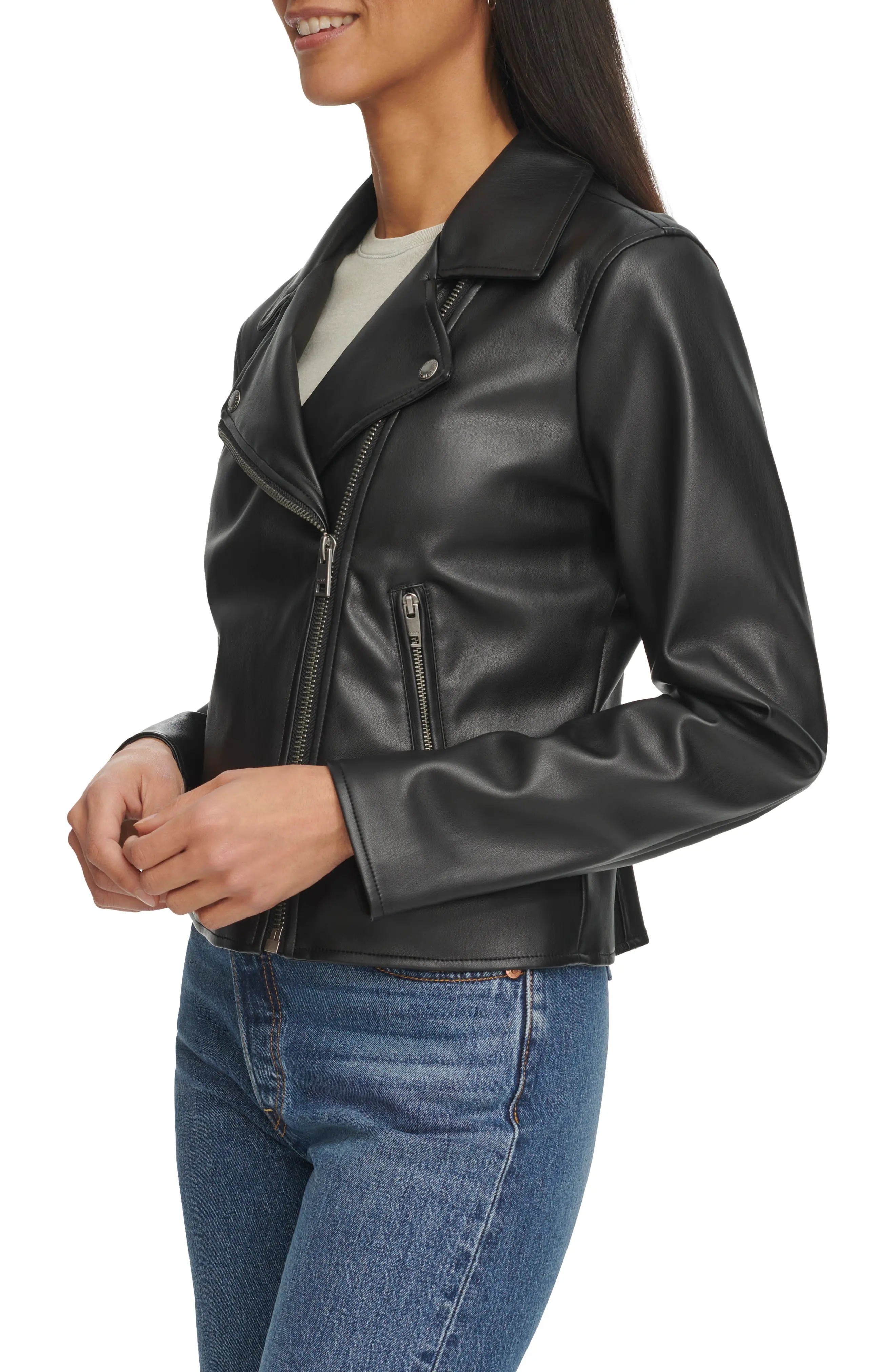 Shrunken Faux Leather Moto Jacket - 3