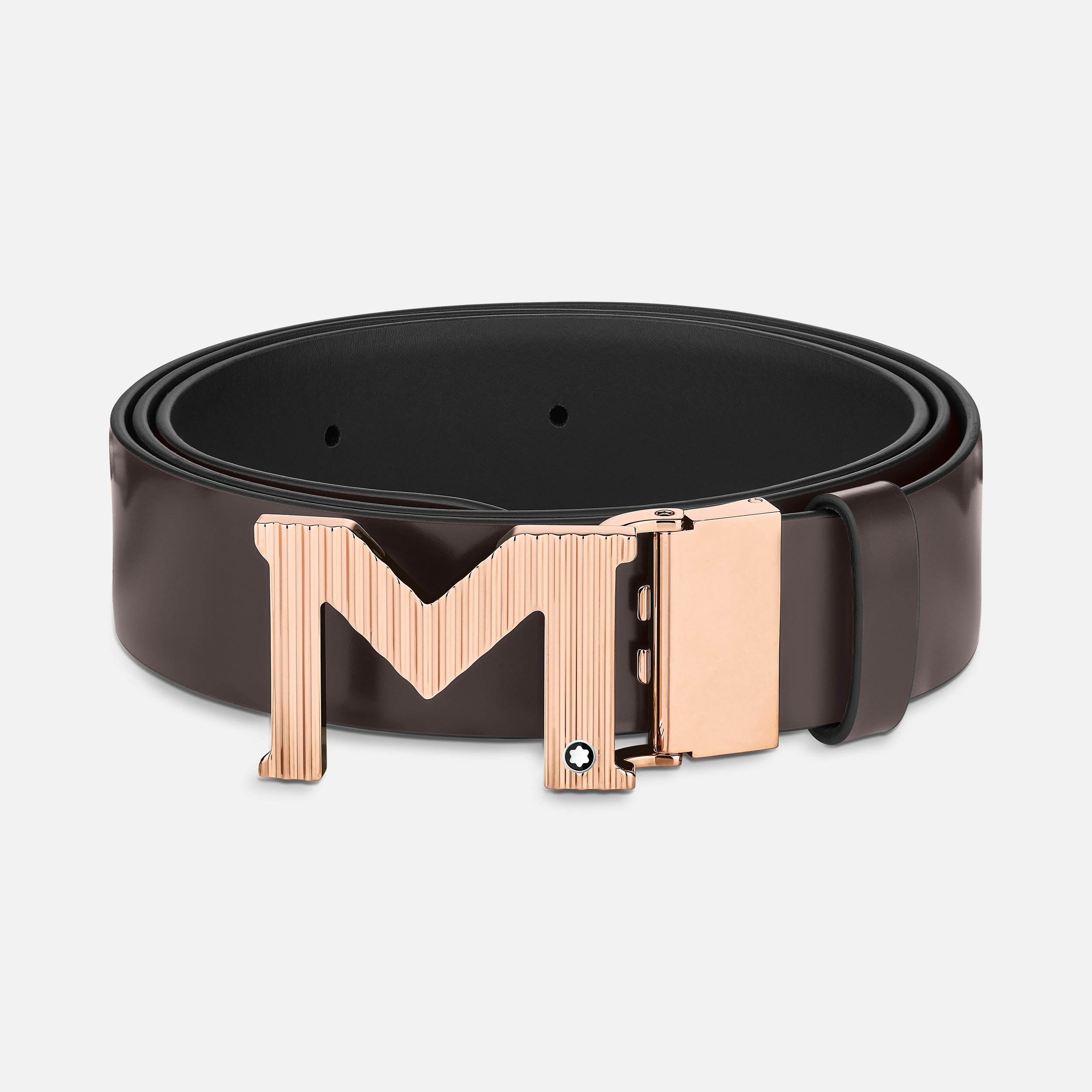 M buckle brown/black 35 mm reversible leather belt - 1
