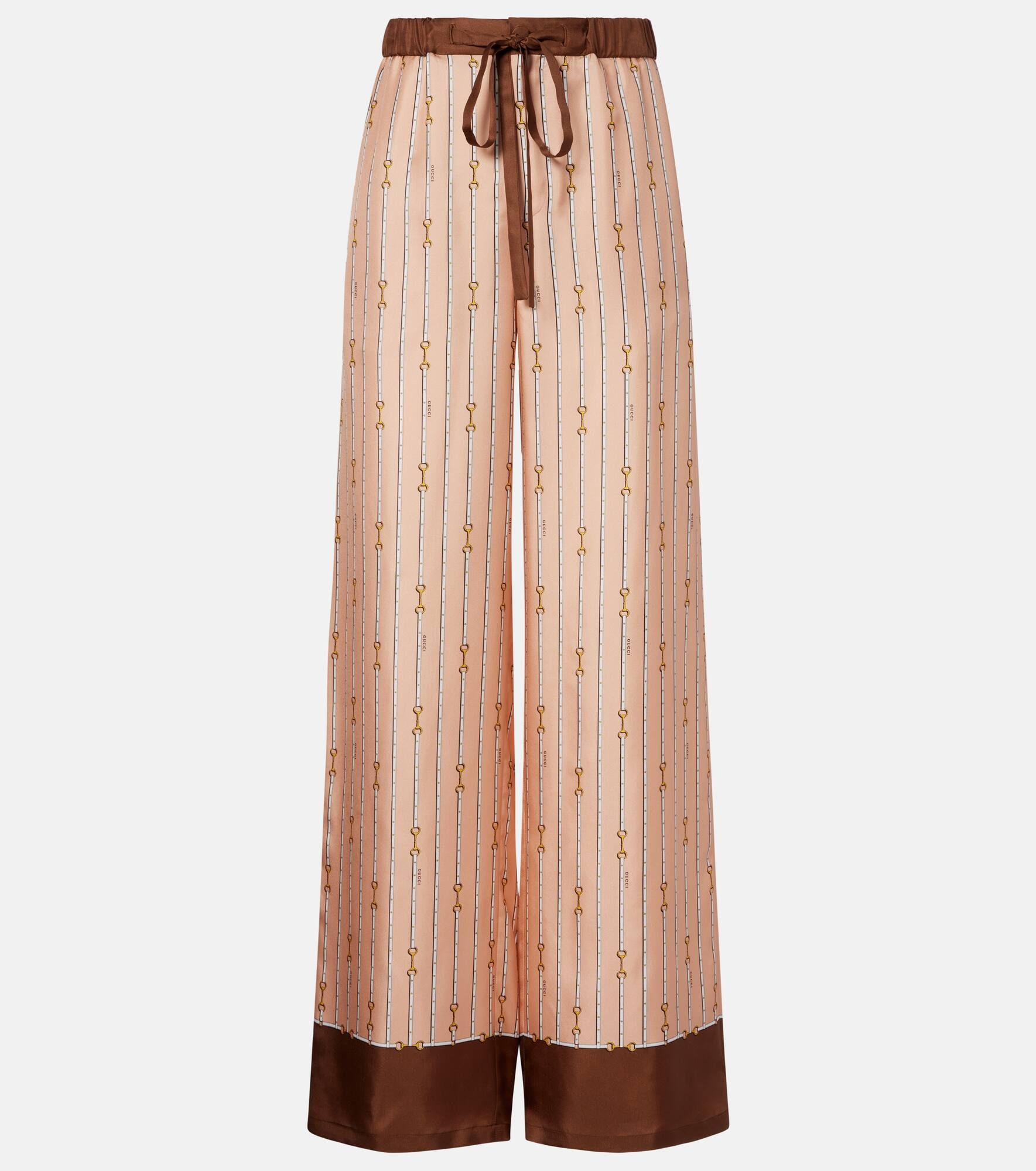 Horsebit high-rise silk palazzo pants - 1