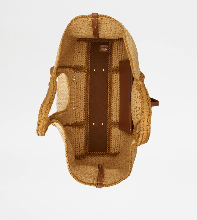 T TIMELESS SHOPPING BAG IN RAFFIA LARGE - NATURAL, BROWN 4