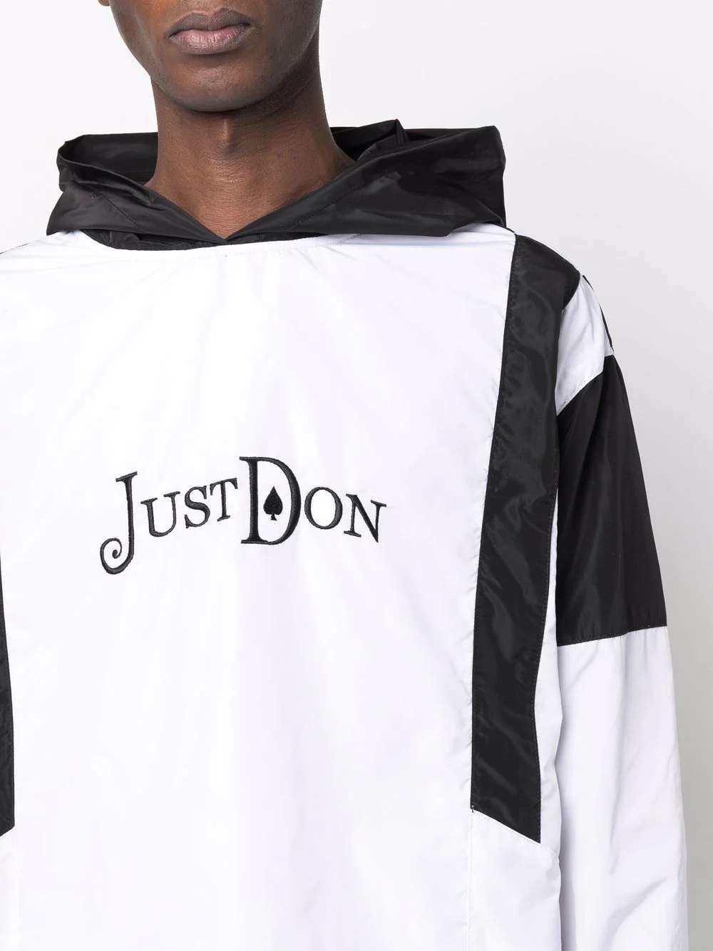 logo-embroidered two-tone hoodie - 6